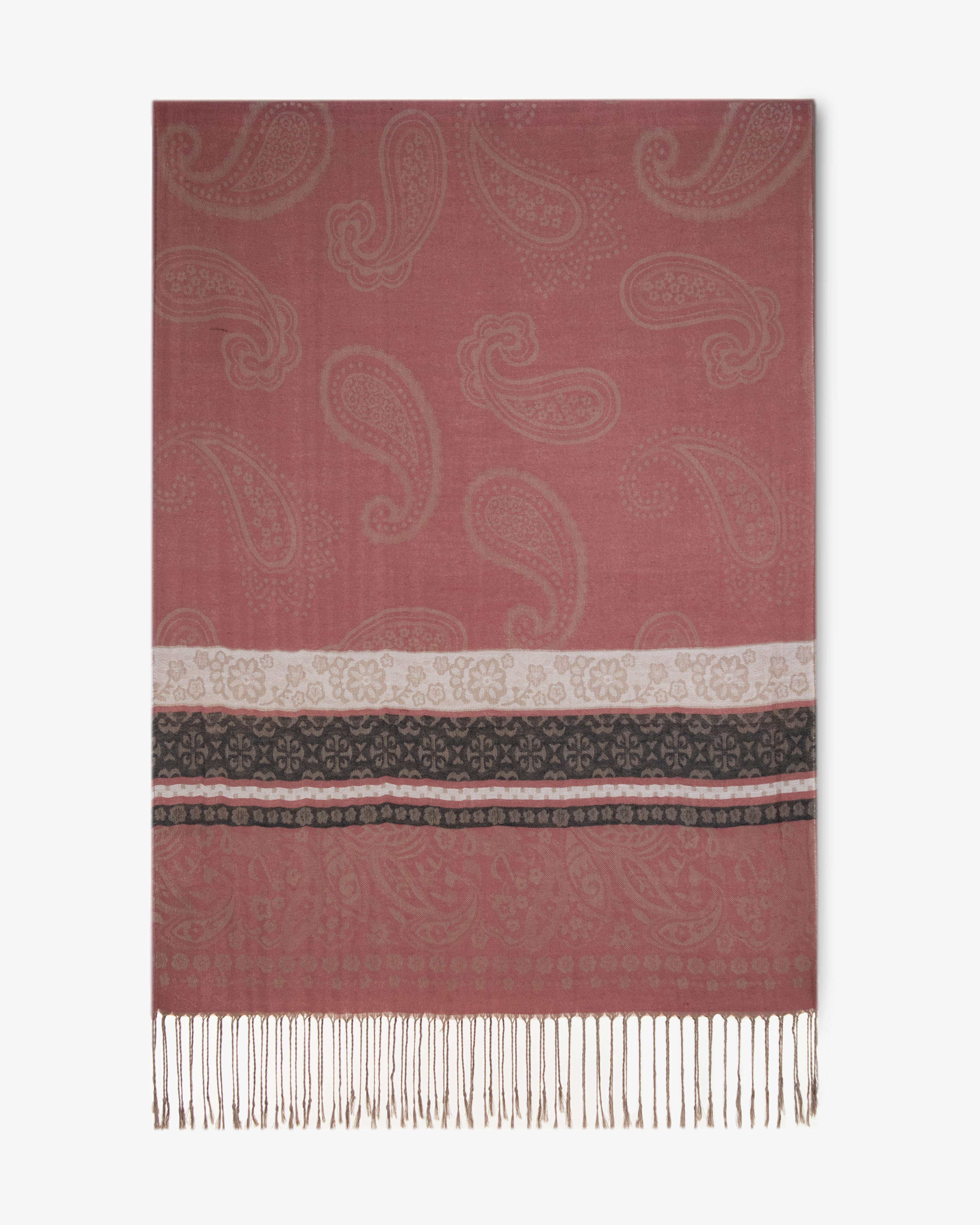 Symmetrical Paisleys on Crest Pashmina - GREEN PA042-011 (Pack of 12)