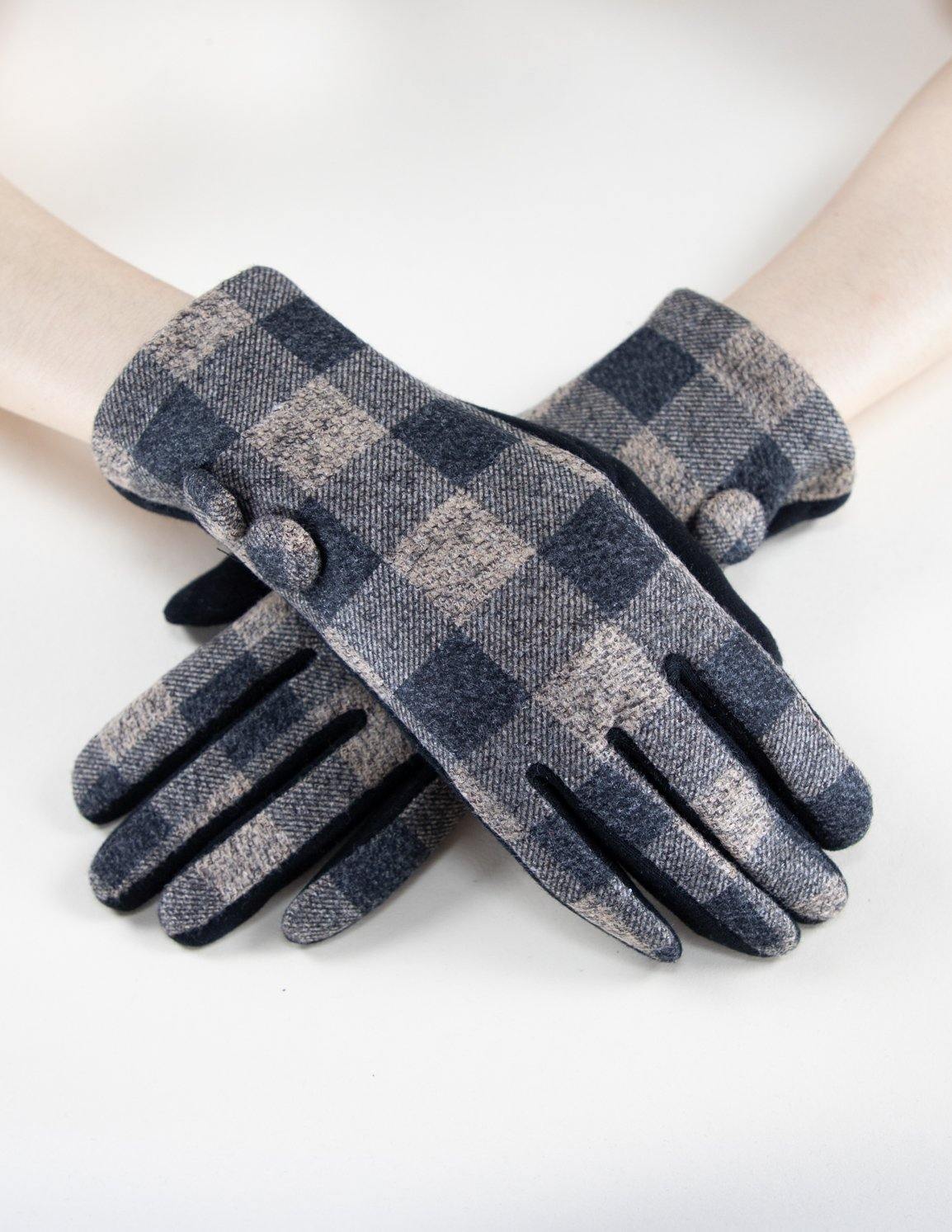 2 Button Flannel Gloves (TS) BLACK KHAKI (Pack of 6) ORIGINAL USA