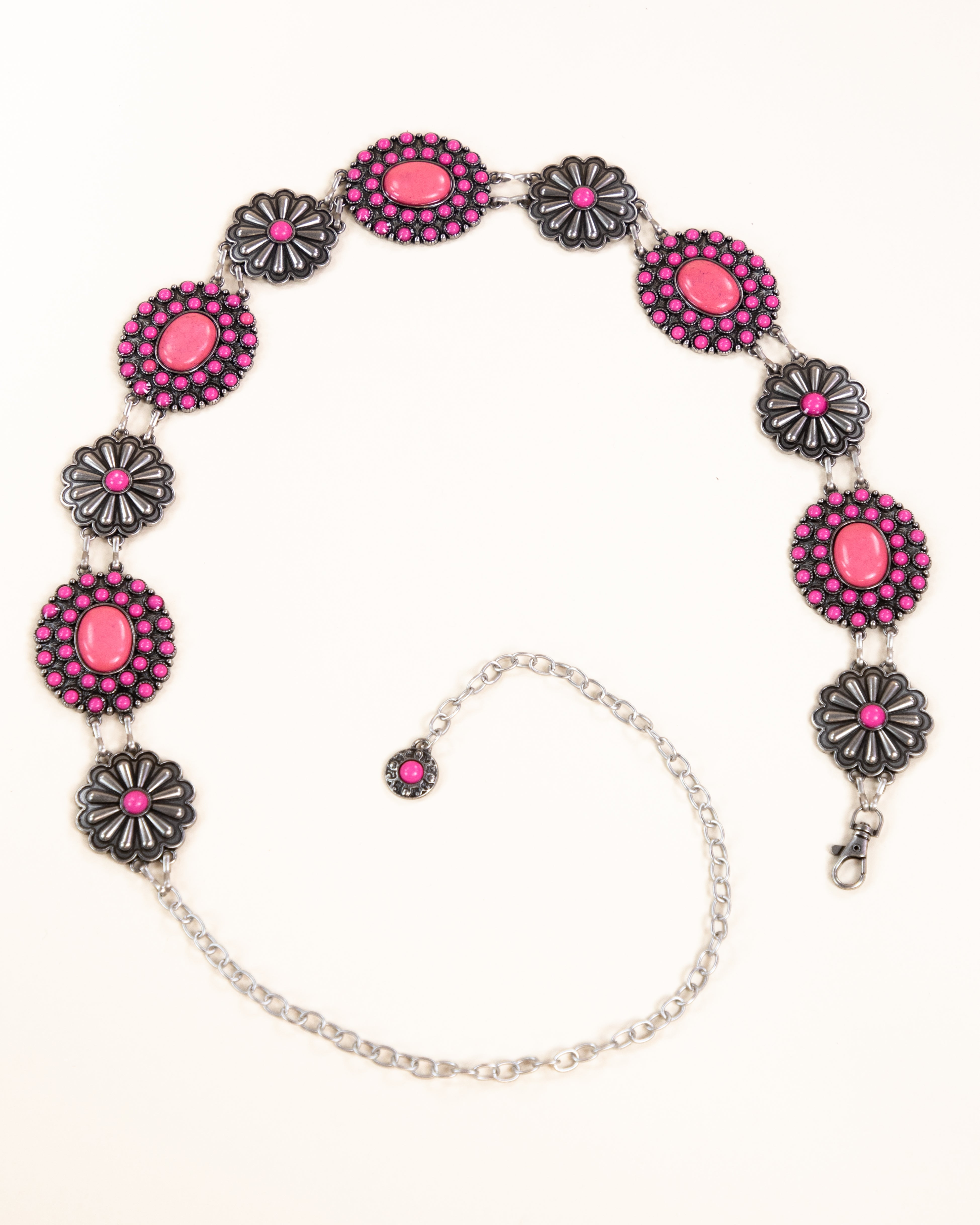 Desert Rose Floral Concho Chain Belt - FUCHSIA (Pack of 6)