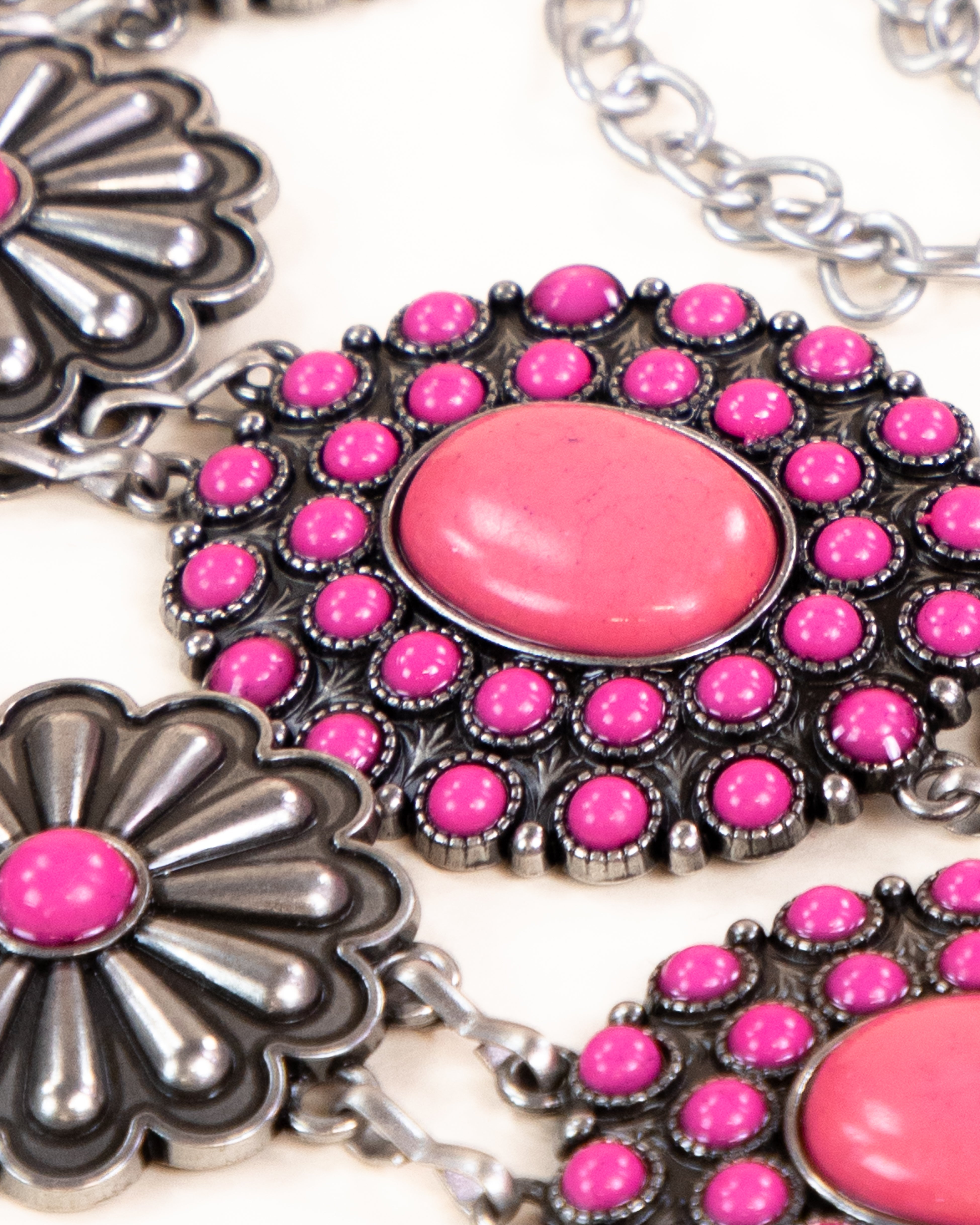 Desert Rose Floral Concho Chain Belt - FUCHSIA (Pack of 6)