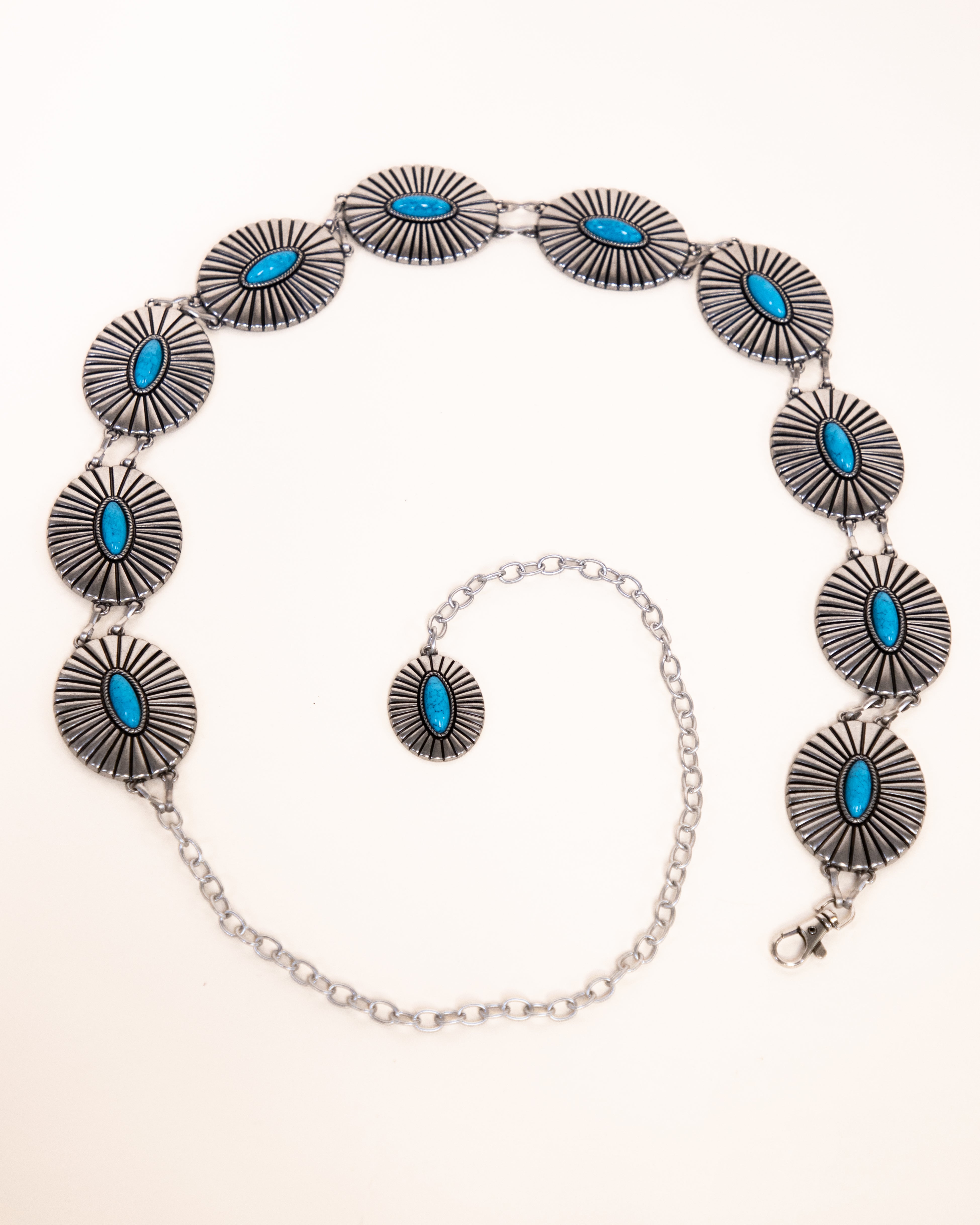 Sedona Sunburst Turquoise Concho Chain Belt - TURQUOISE  (Pack of 6)