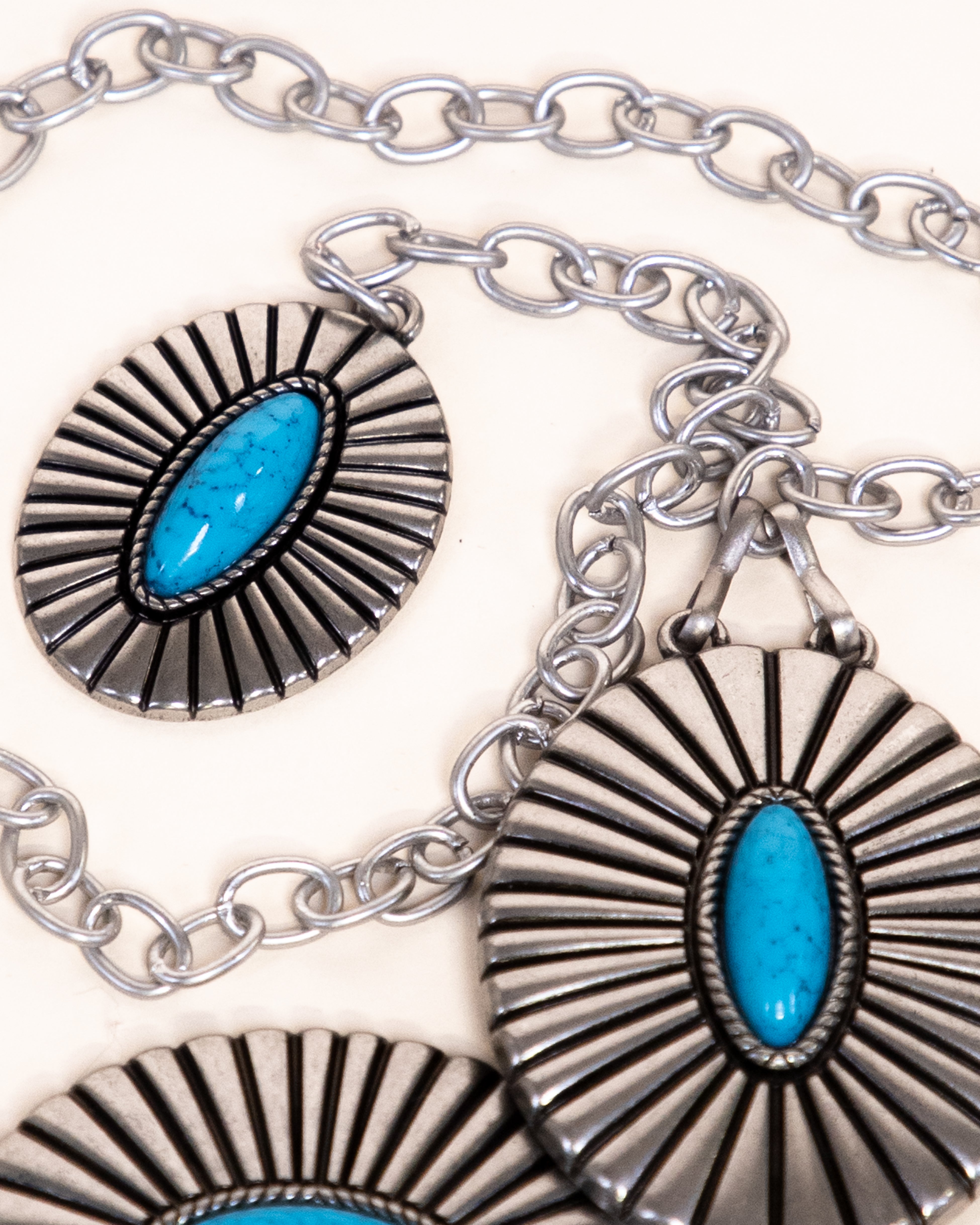 Sedona Sunburst Turquoise Concho Chain Belt - TURQUOISE  (Pack of 6)