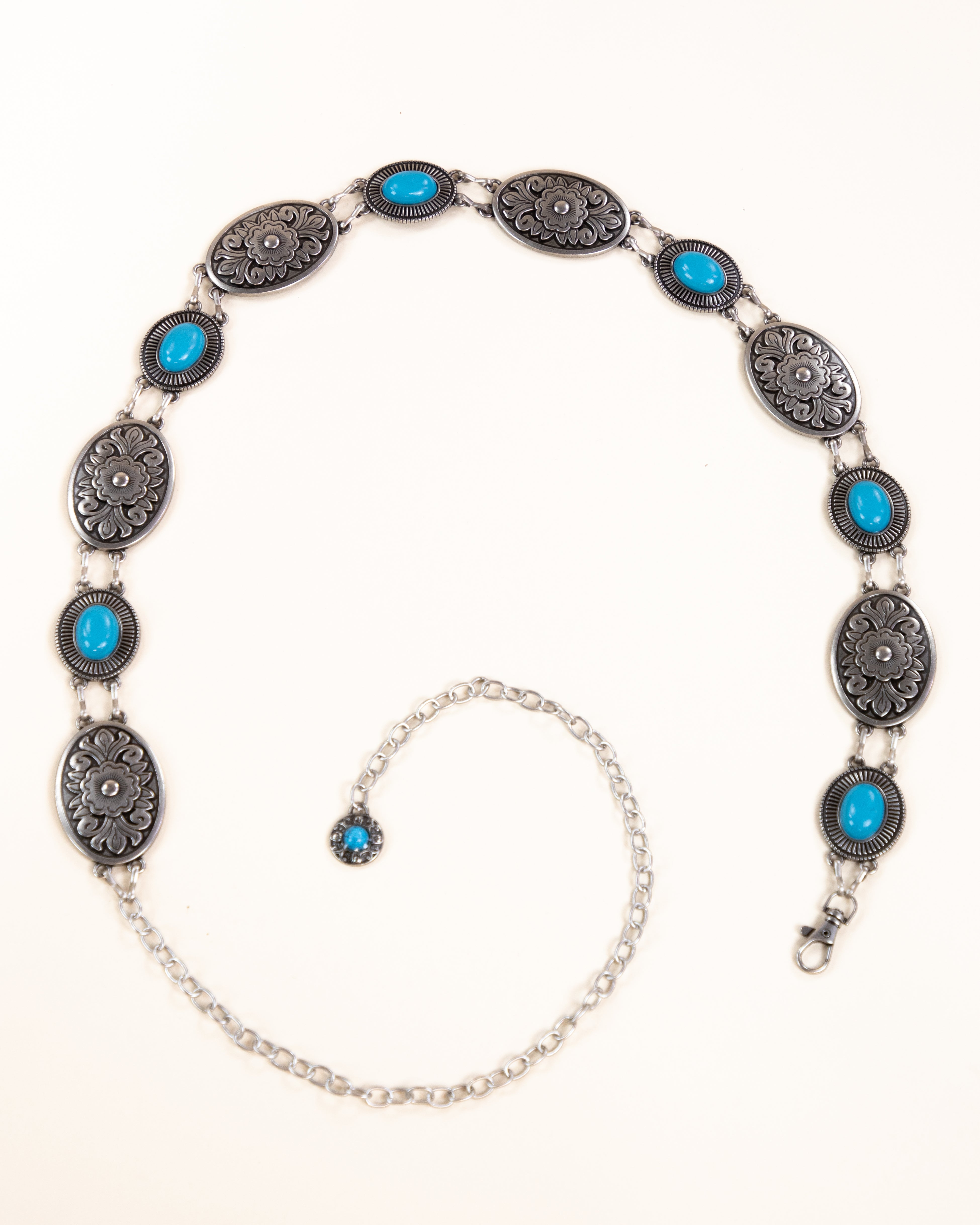 Canyon Teardrop Concho Chain Belt - TURQUOISE  (Pack of 6)