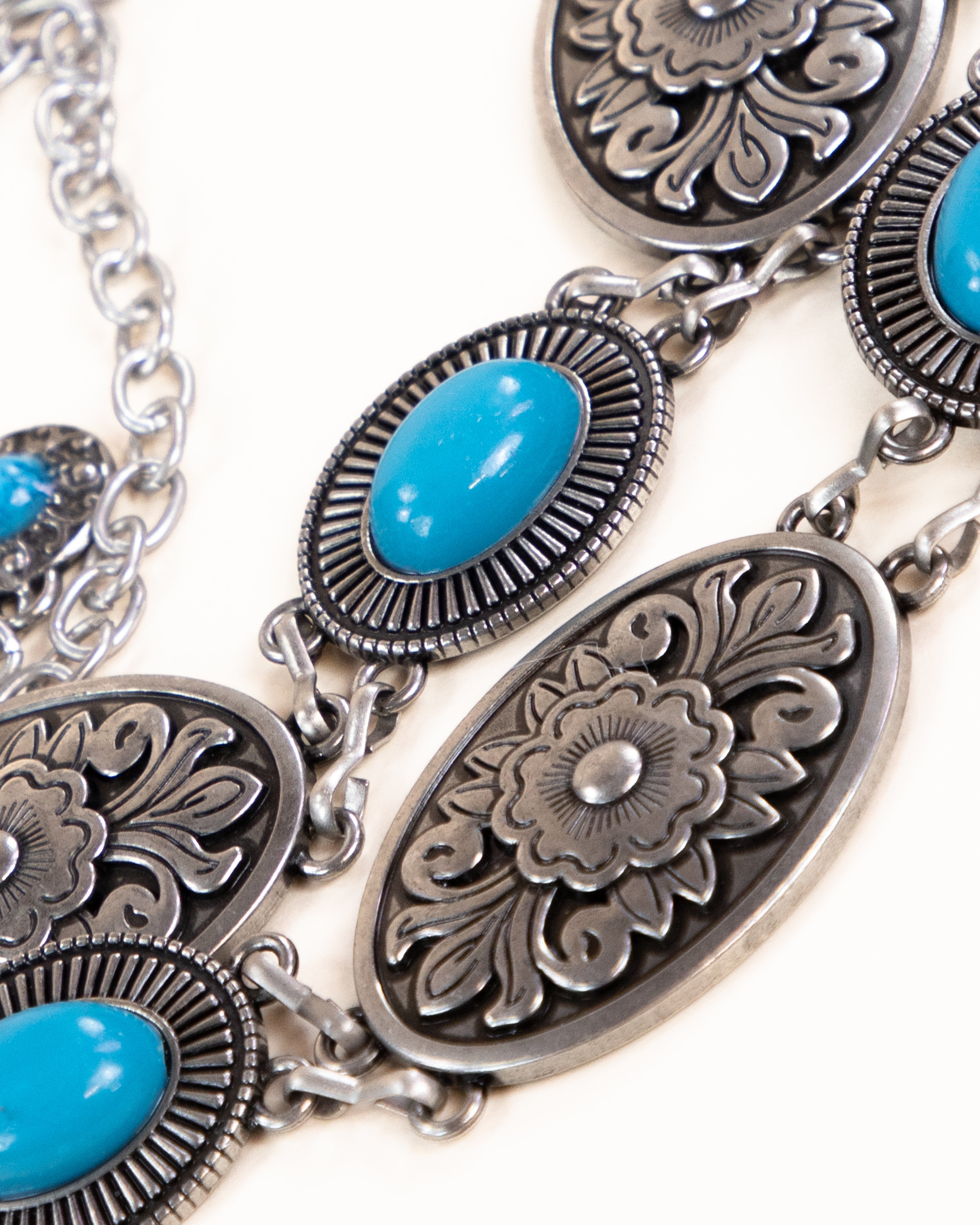 Canyon Teardrop Concho Chain Belt - TURQUOISE  (Pack of 6)