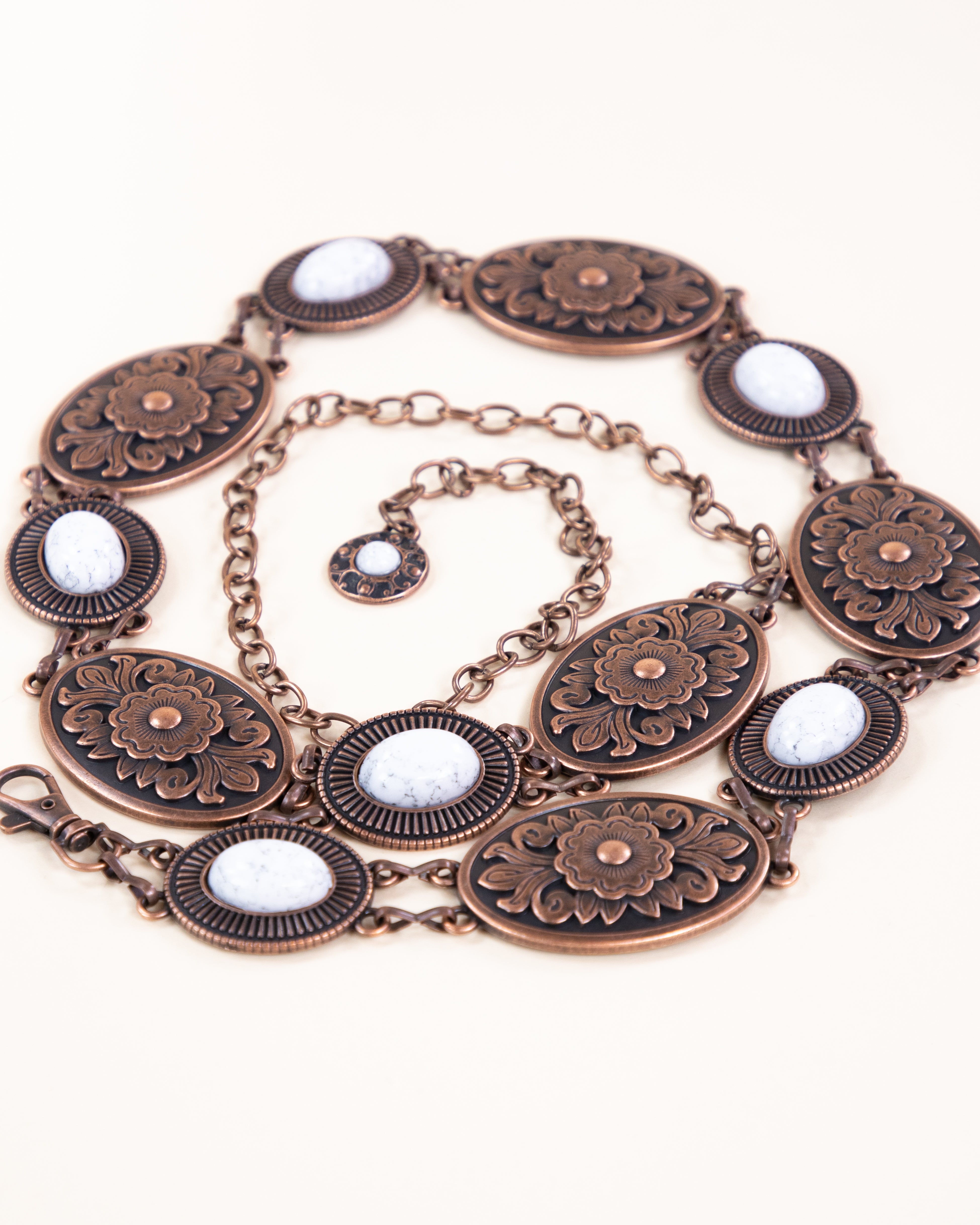 Canyon Teardrop Concho Chain Belt - TURQUOISE  (Pack of 6)