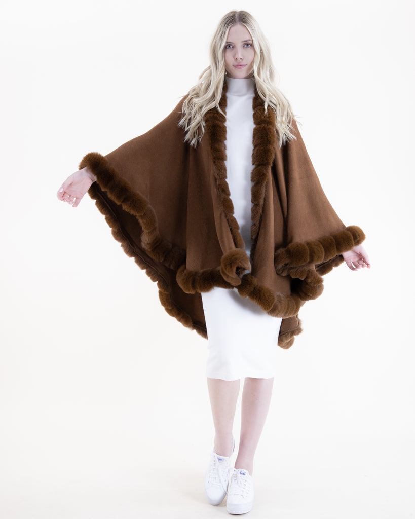 Ribbed Soft Faux Fur Cape - CAMEL (OS) (Pack of 6)
