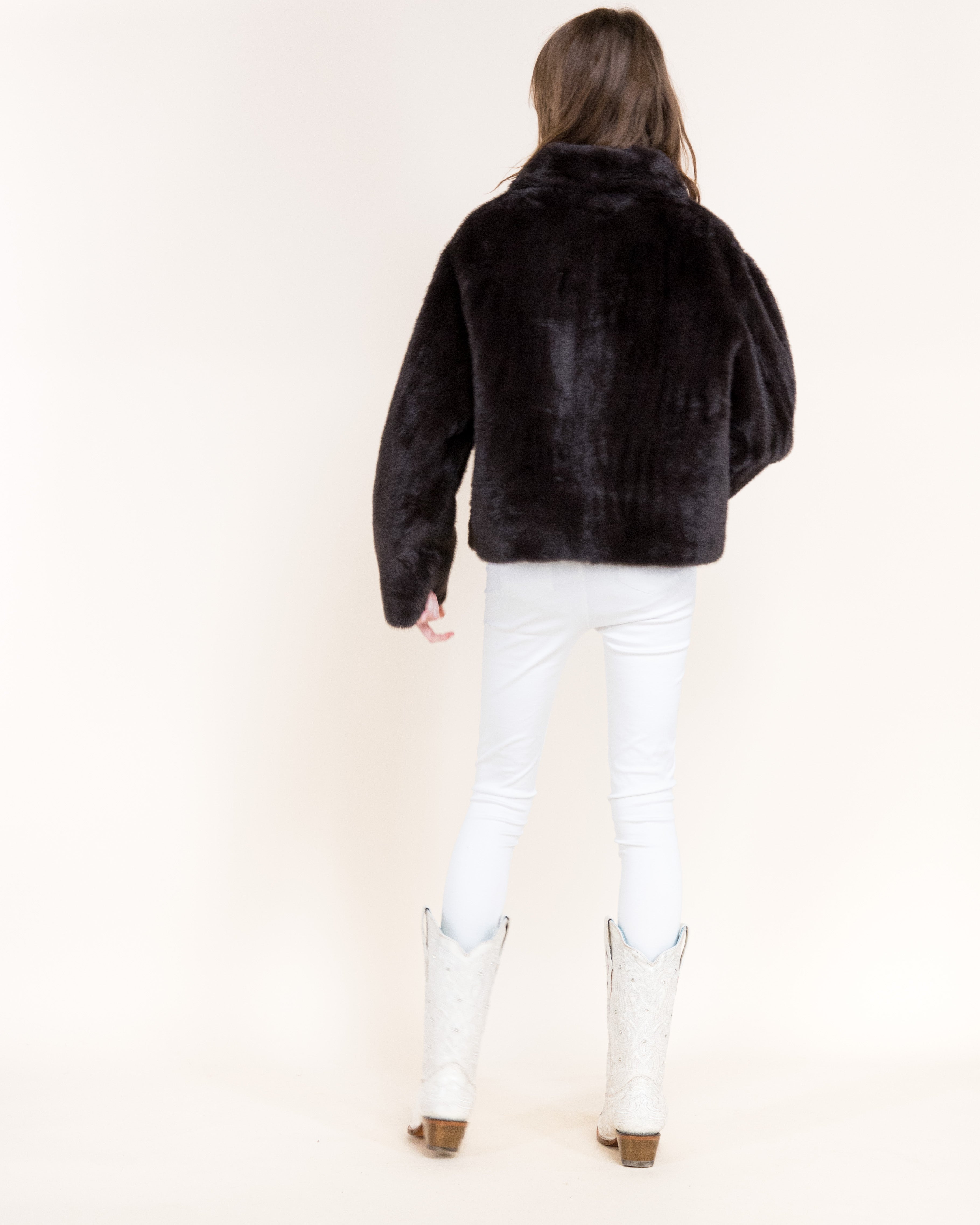 Aviatrice Reversible Button Vegan Leather Fur Jacket-BROWN (S/M, L/XL) (Pack of 6)