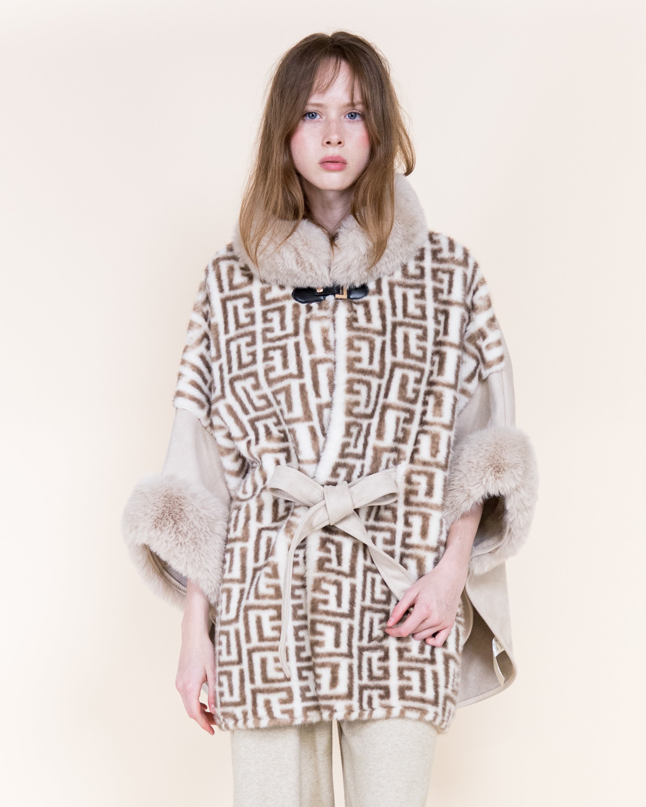 Greek Monogram Faux Fur Cape - BLACK (OS) (Pack of 6)