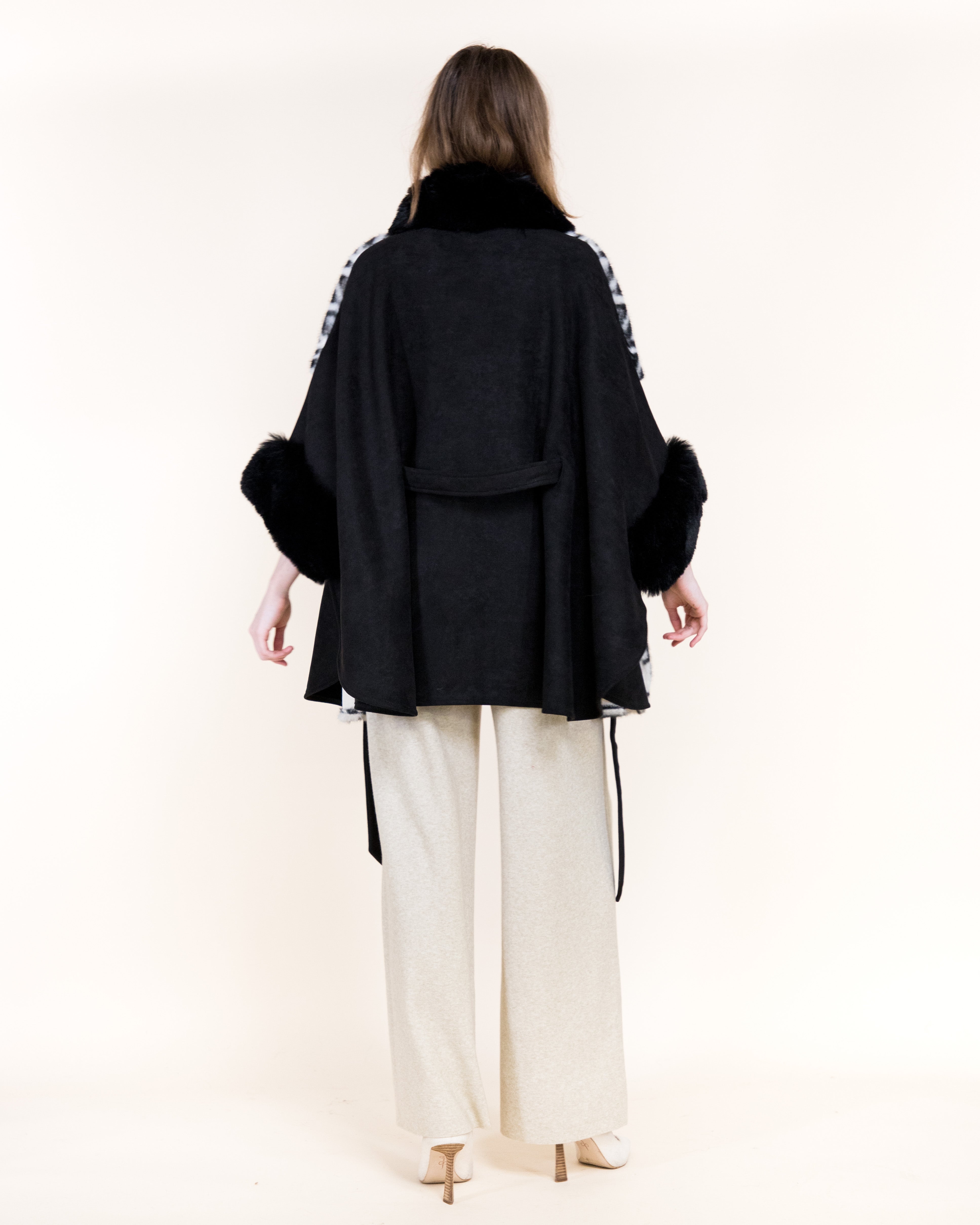 Greek Monogram Faux Fur Cape - BLACK (OS) (Pack of 6)