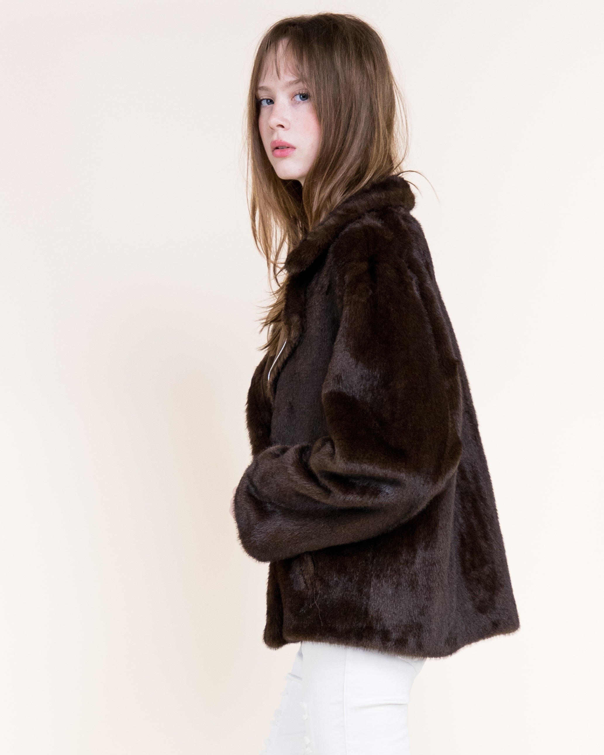 Aviatrice Reversable Zip Button Vegan Suede Fur Jacket-BLACK (S/M, L/XL) (Pack of 6)