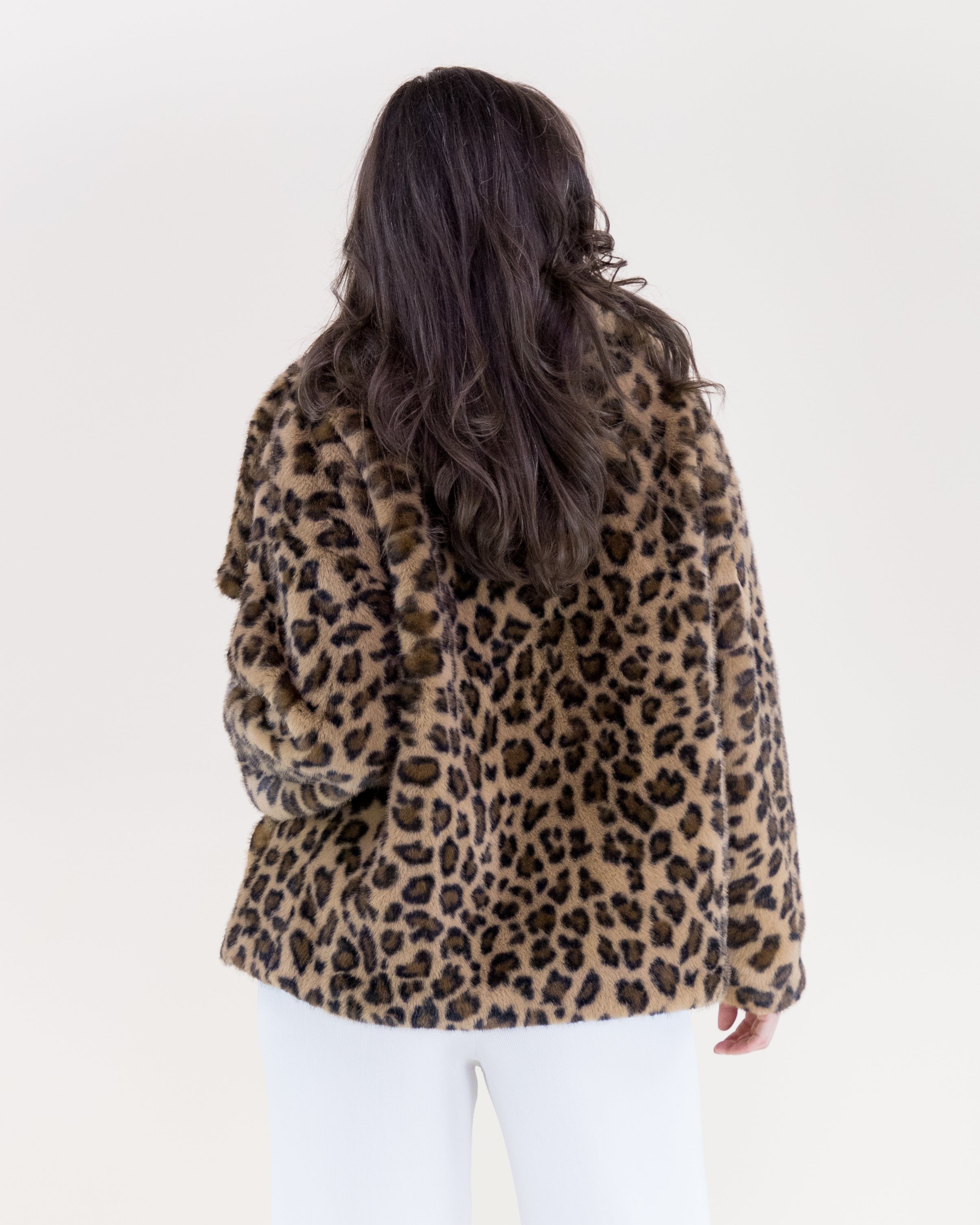 Leopard Wide Lapel Faux Fur Jacket - CAMEL (OS) (Pack of 6)
