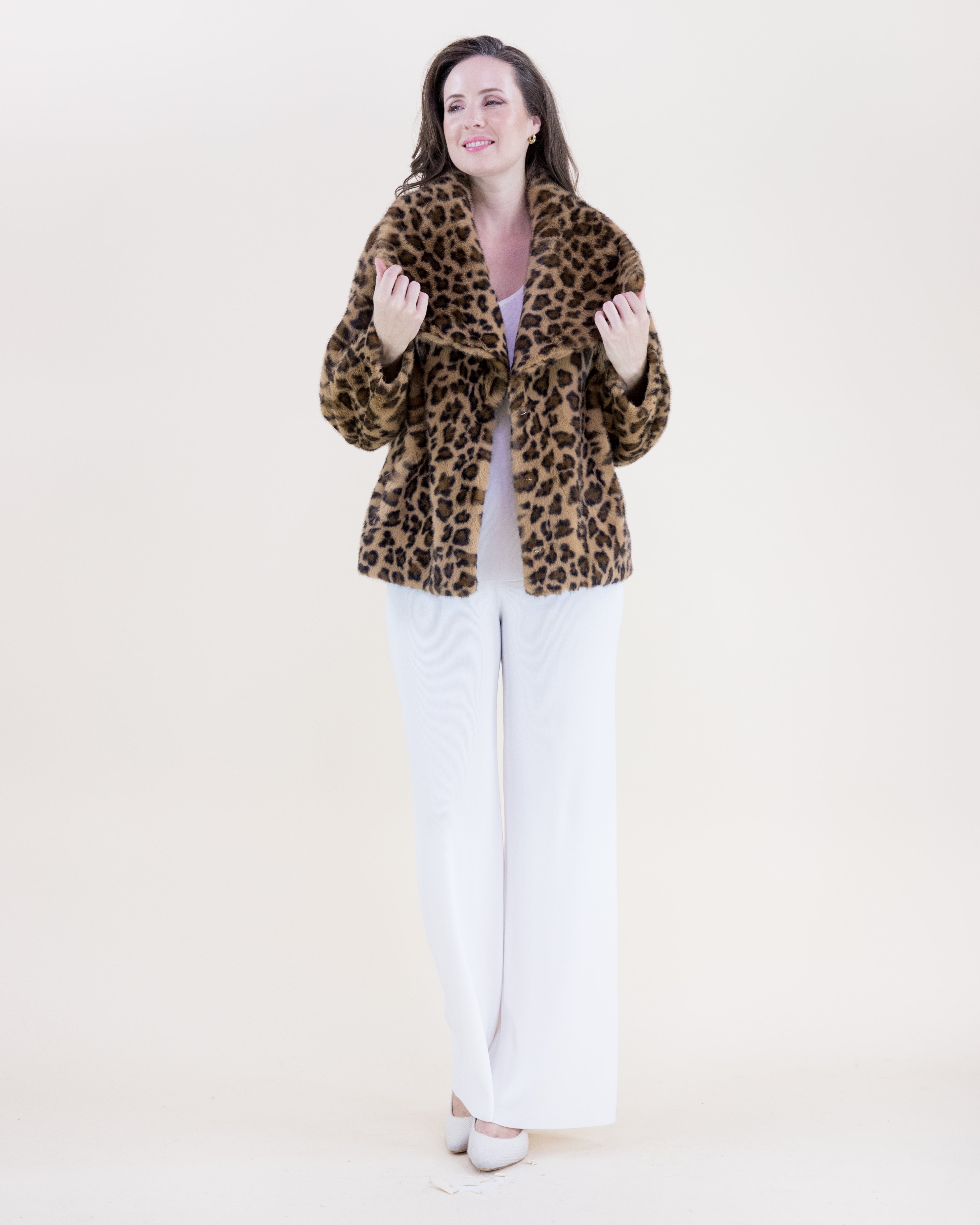 Leopard Wide Lapel Faux Fur Jacket - CAMEL (OS) (Pack of 6)