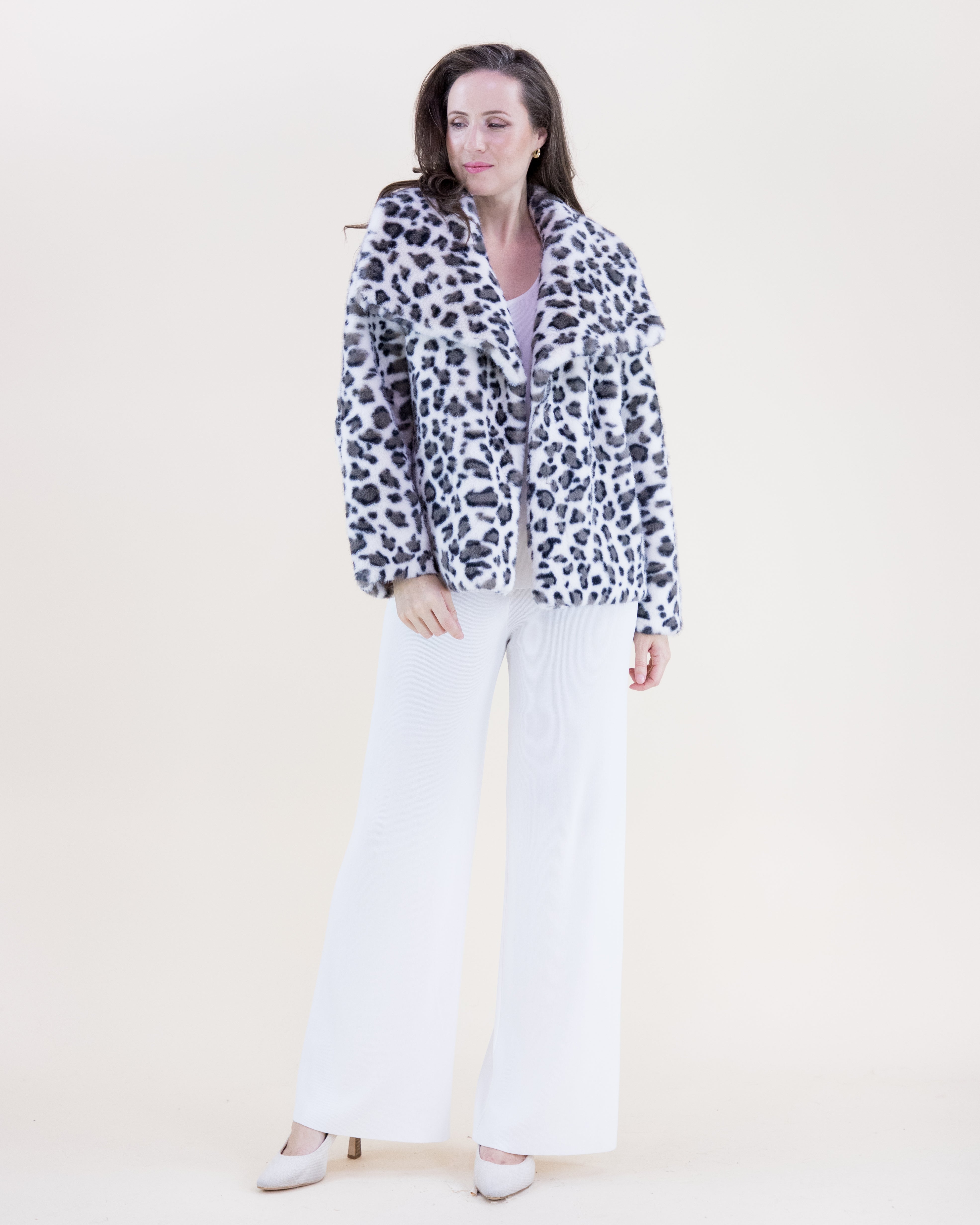 Leopard Wide Lapel Faux Fur Jacket - CAMEL (OS) (Pack of 6)