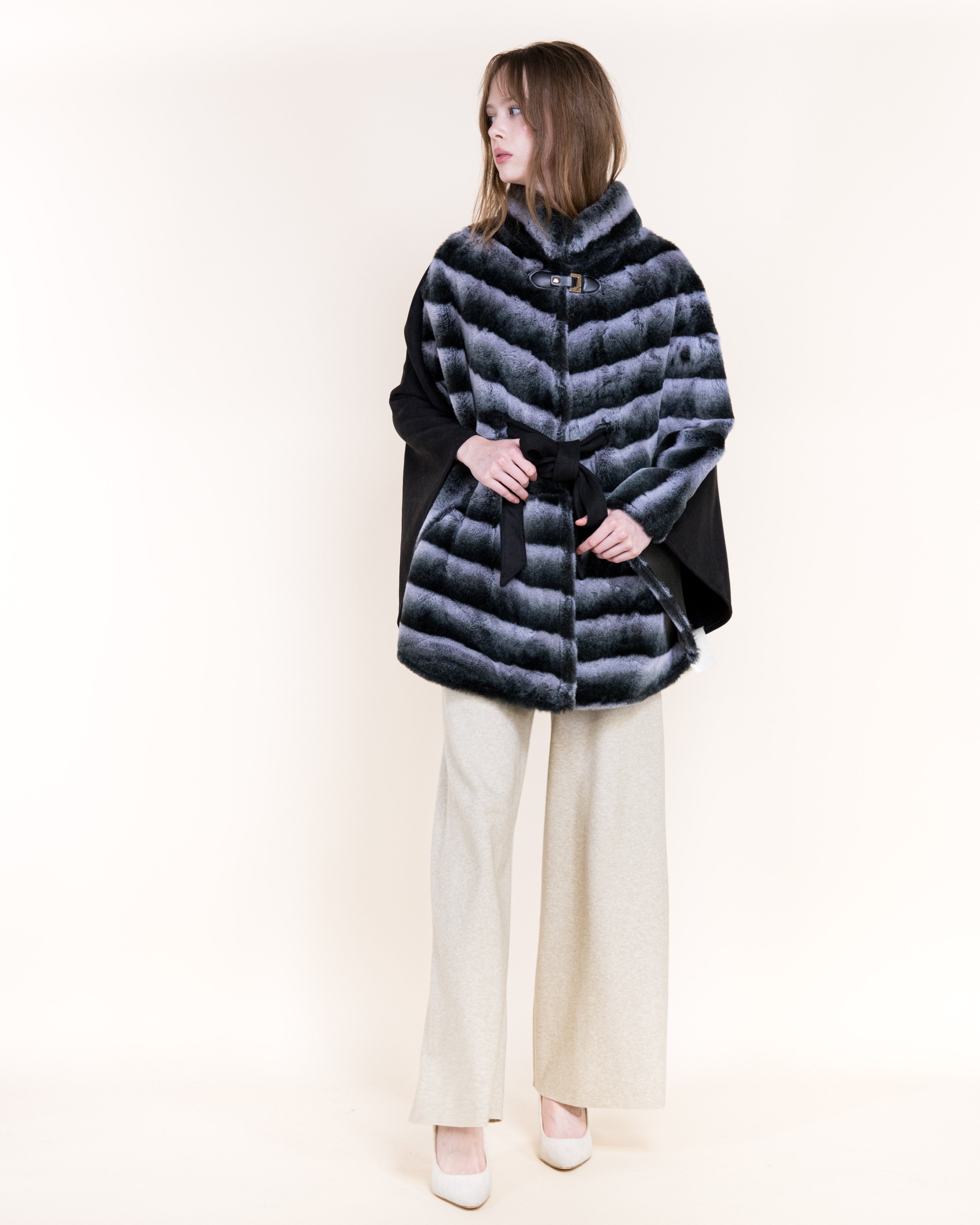 Luxe Chromatic Fade Vegan Fur Cape - WHITE (OS) (Pack of 6)