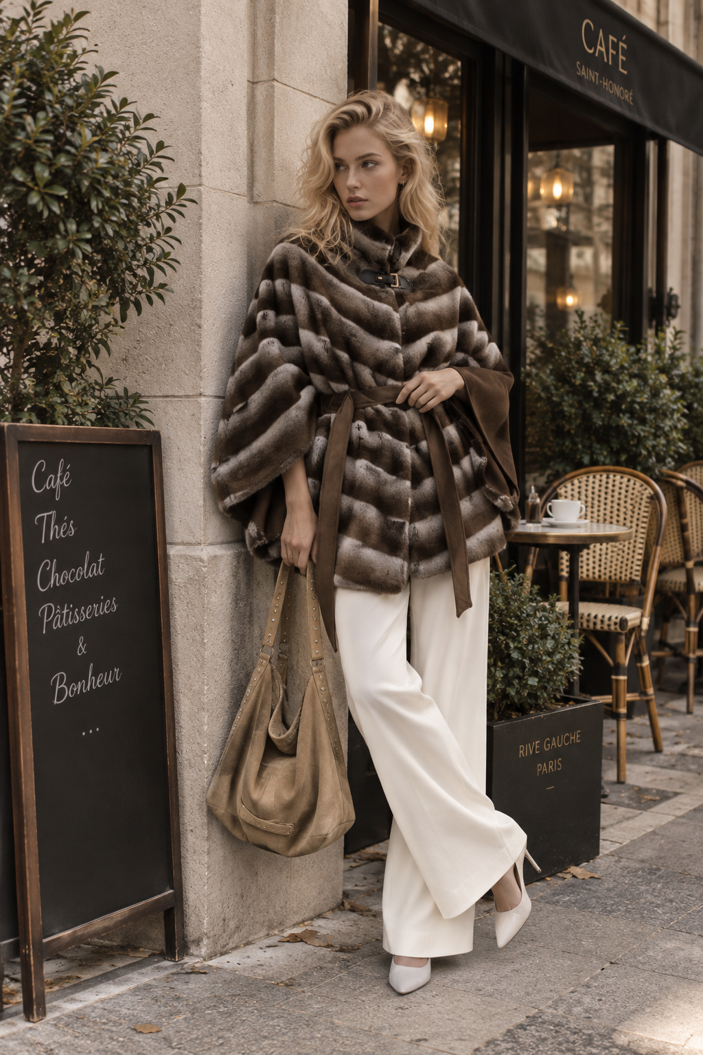 Luxe Chromatic Fade Vegan Fur Cape - BROWN (OS) (Pack of 6)
