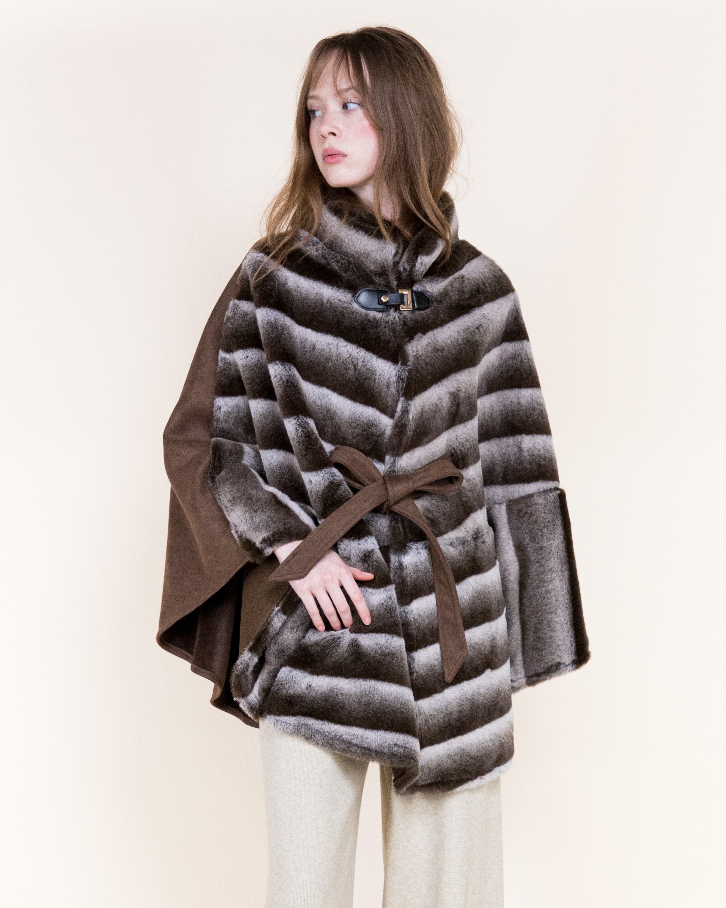 Luxe Chromatic Fade Vegan Fur Cape - WHITE (OS) (Pack of 6)