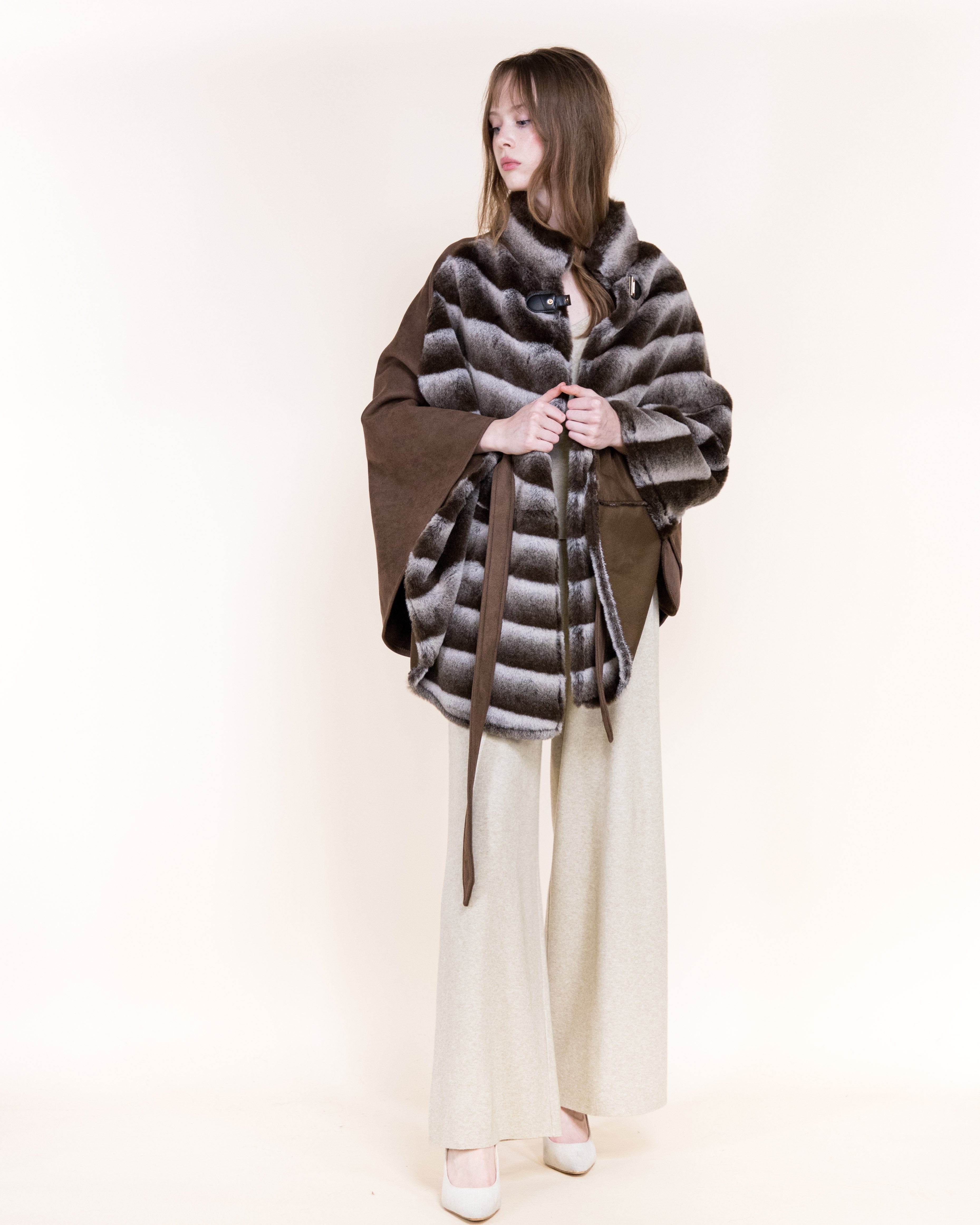 Luxe Chromatic Fade Vegan Fur Cape - WHITE (OS) (Pack of 6)