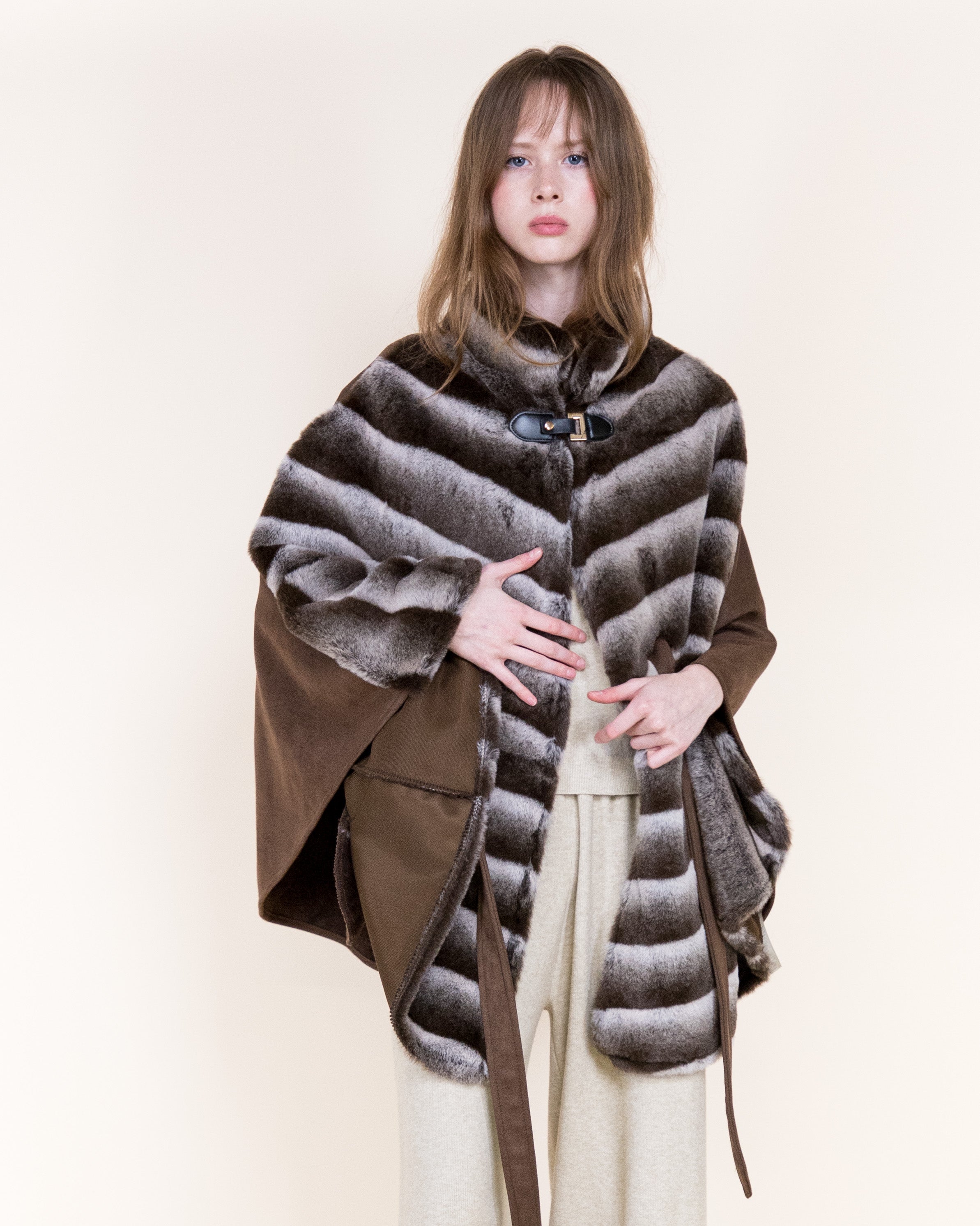 Luxe Chromatic Fade Vegan Fur Cape - WHITE (OS) (Pack of 6)