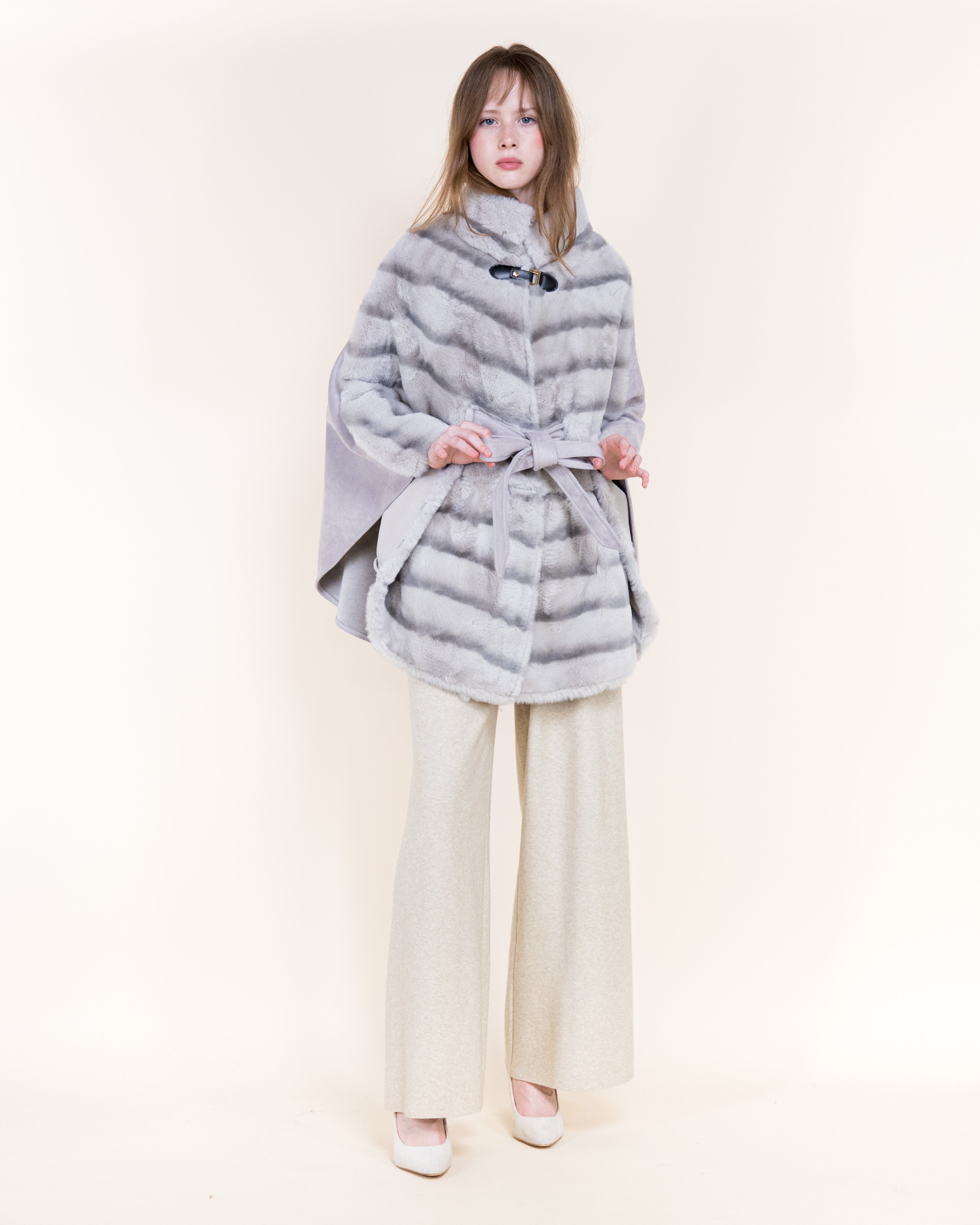 Luxe Chromatic Fade Vegan Fur Cape - WHITE (OS) (Pack of 6)