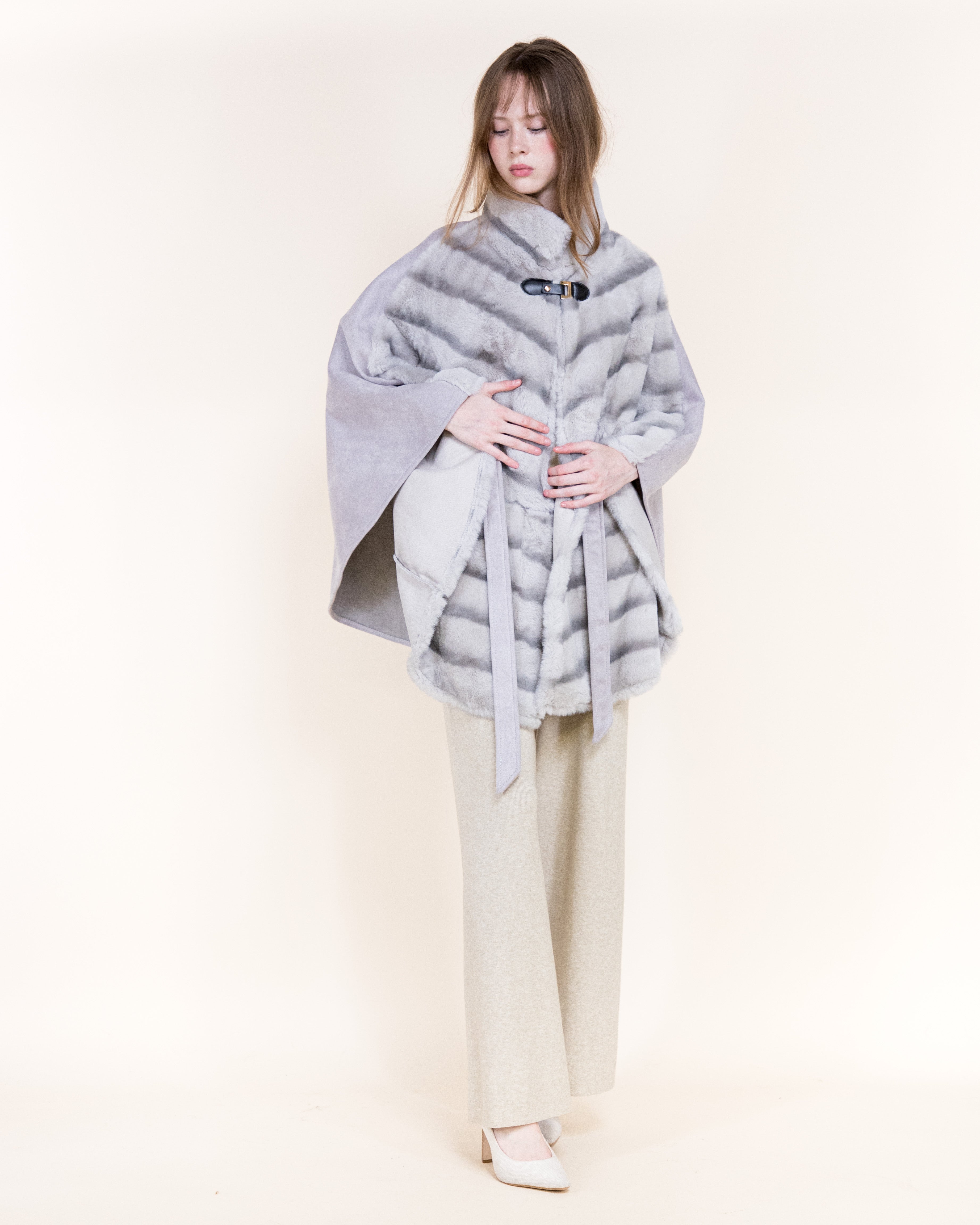 Luxe Chromatic Fade Vegan Fur Cape - WHITE (OS) (Pack of 6)