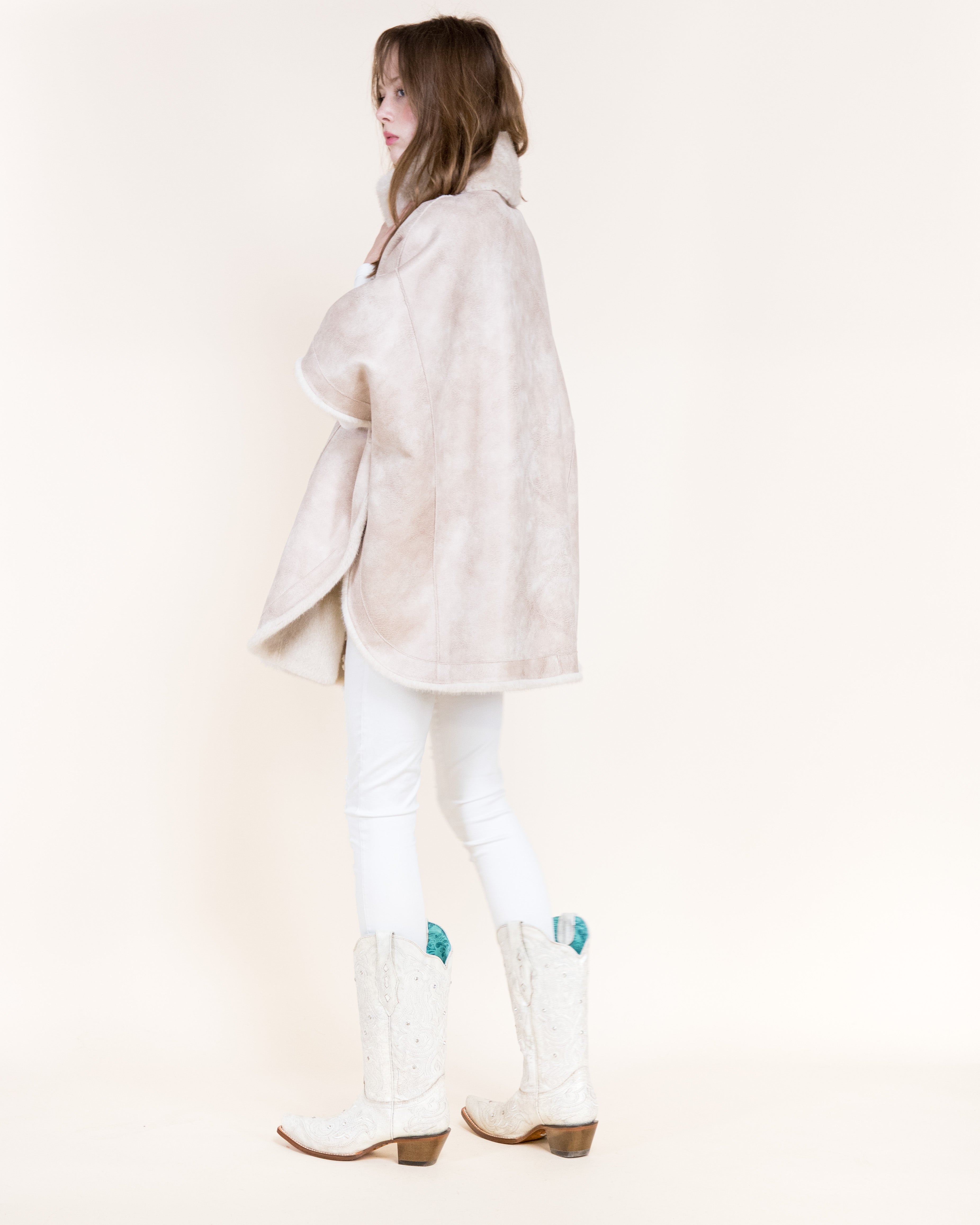 Aviatrice Reversible Zip Up Vegan Leather Fur Cape - CAMEL (OS) (Pack of 6)