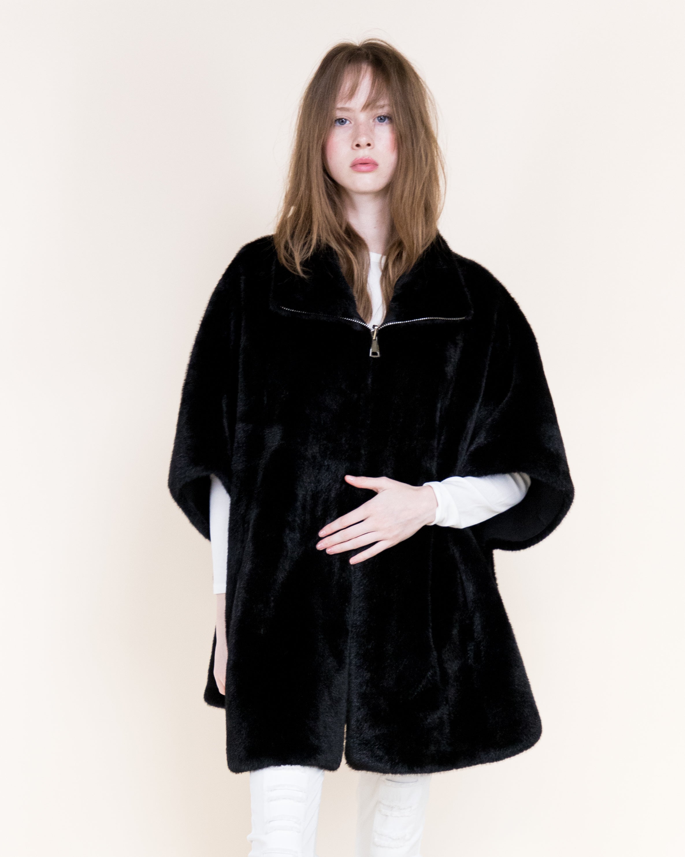 Aviatrice Reversible Zip Up Vegan Leather Fur Cape - CAMEL (OS) (Pack of 6)