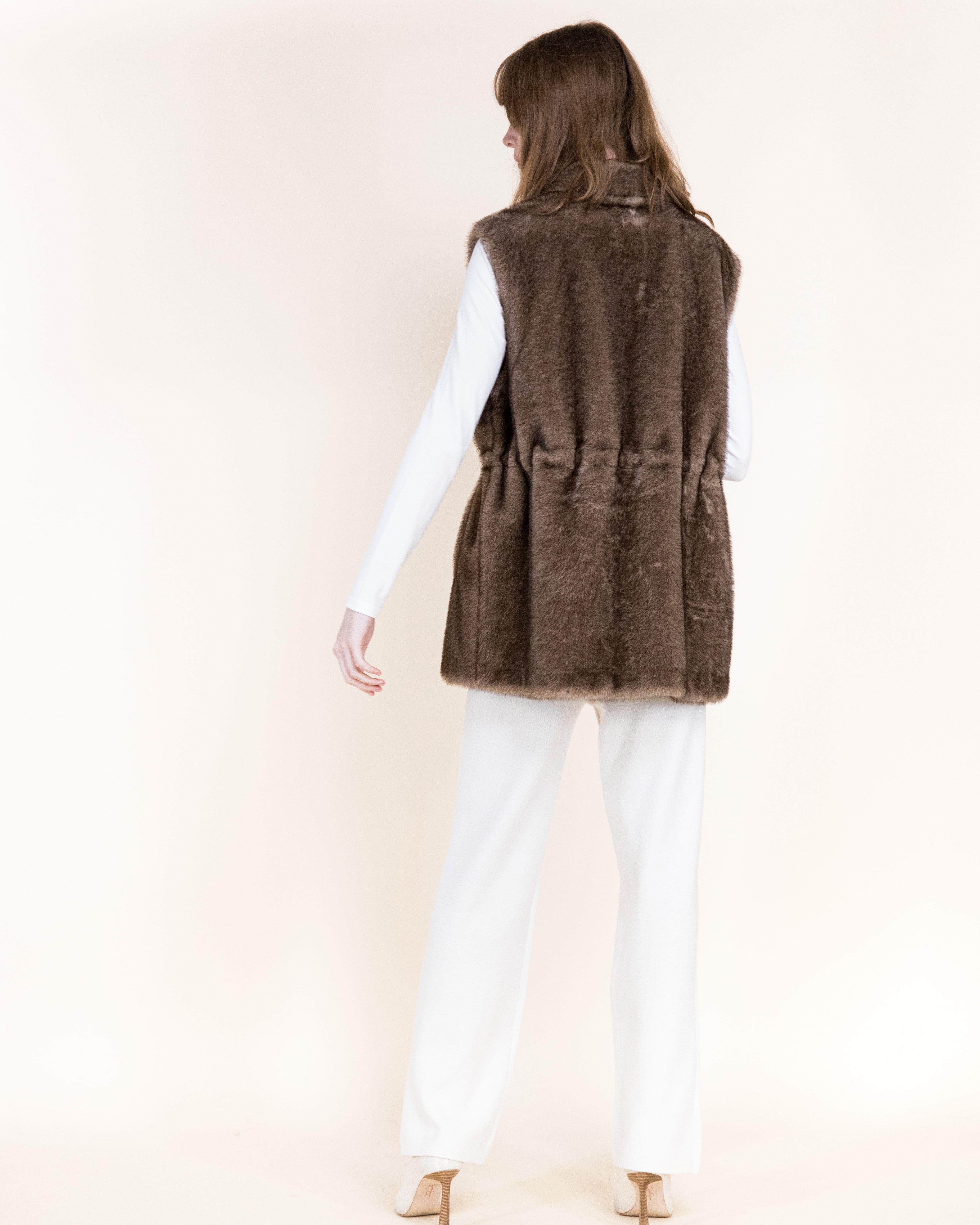 Vegan Fur Snap Button Vest - BLACK (OS) (Pack of 6)