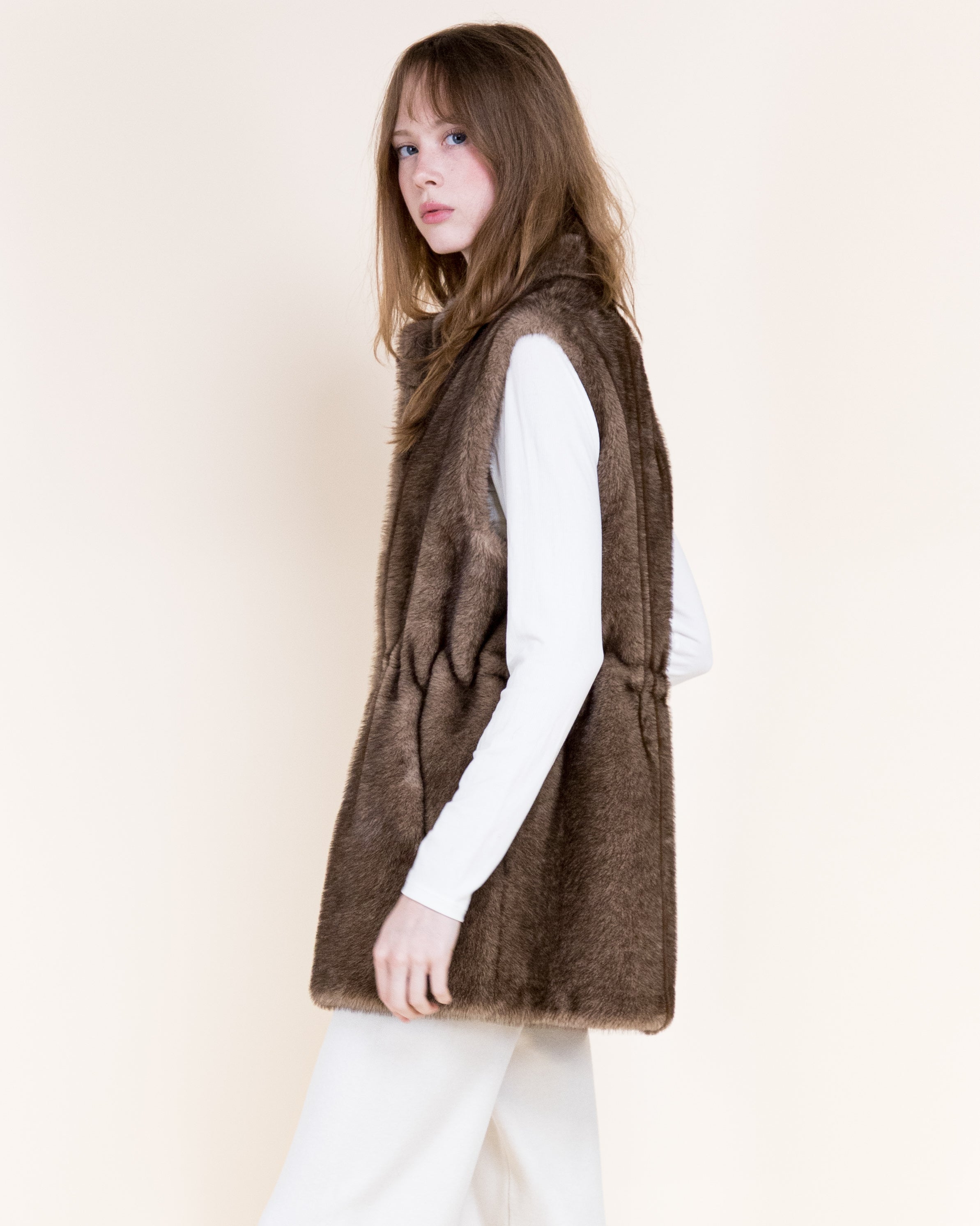 Vegan Fur Snap Button Vest - BLACK (OS) (Pack of 6)