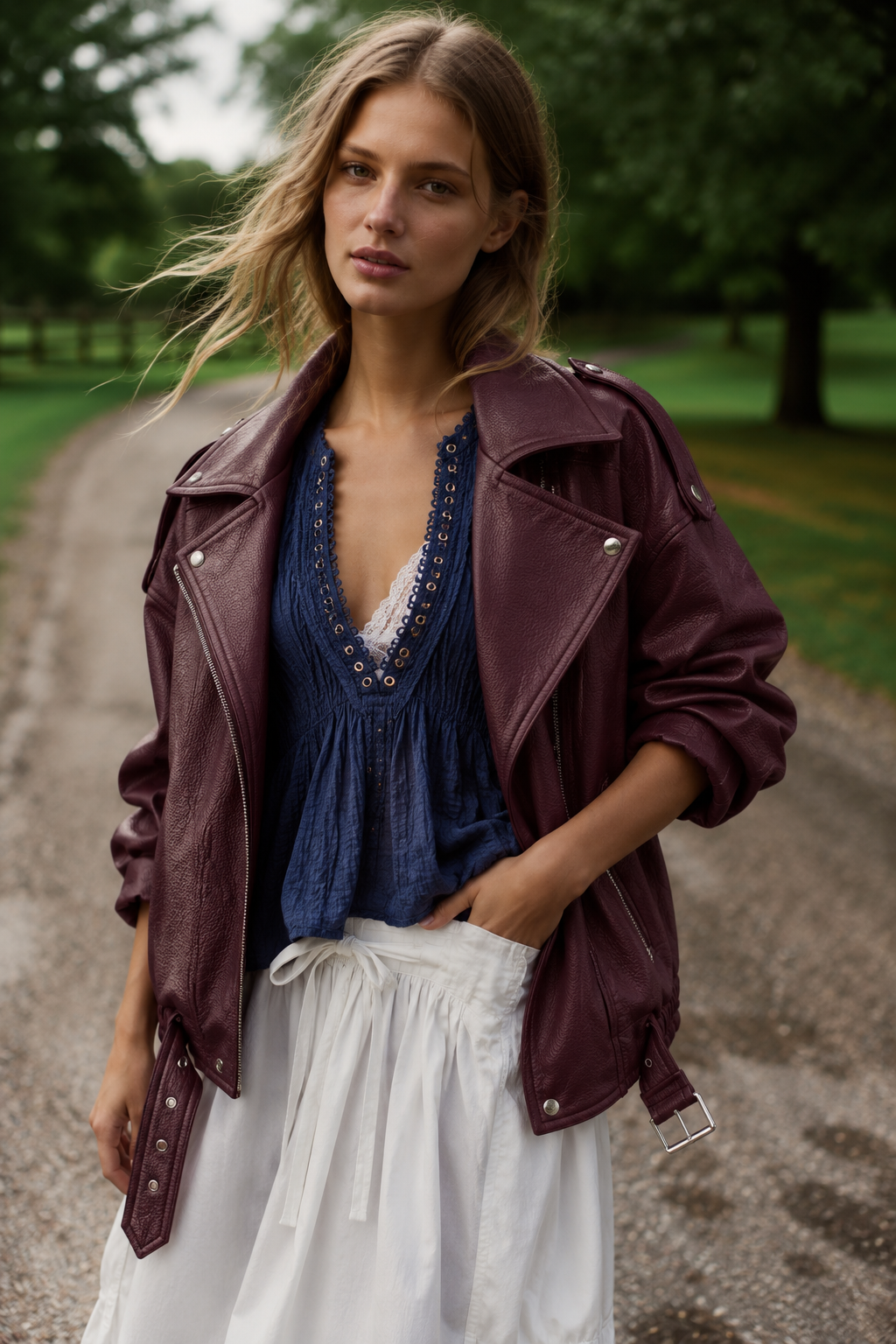 Femme Vegan Leather Zip-Up Moto Jacket- MAROON (S/M, L/XL) (Pack of 6)