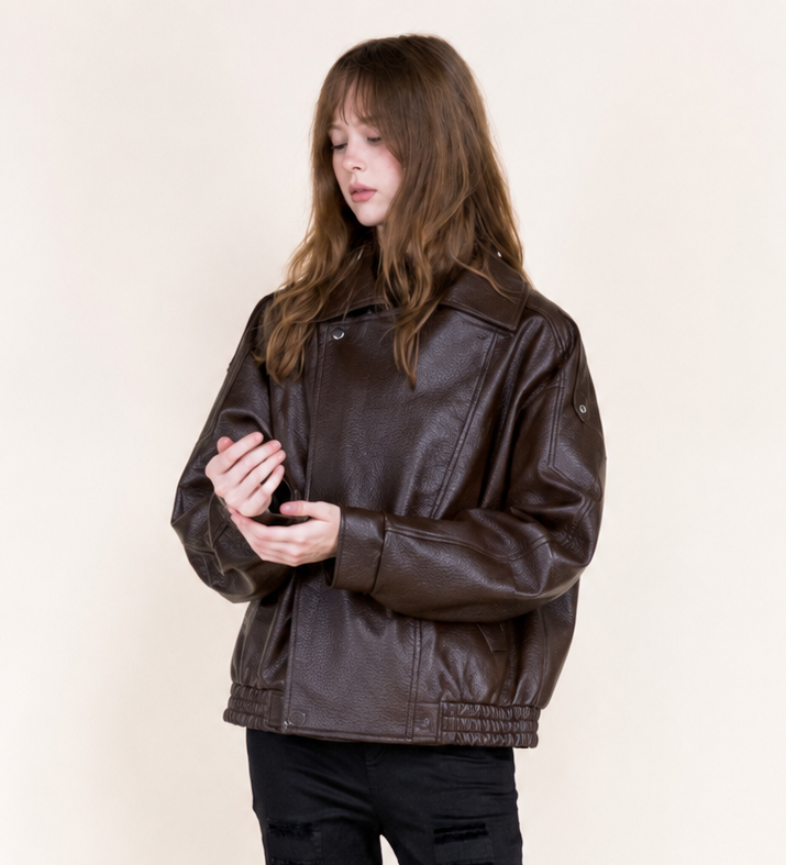 Femme Vegan Leather Zip-Up Moto Jacket- BLACK (S/M, L/XL) (Pack of 6)