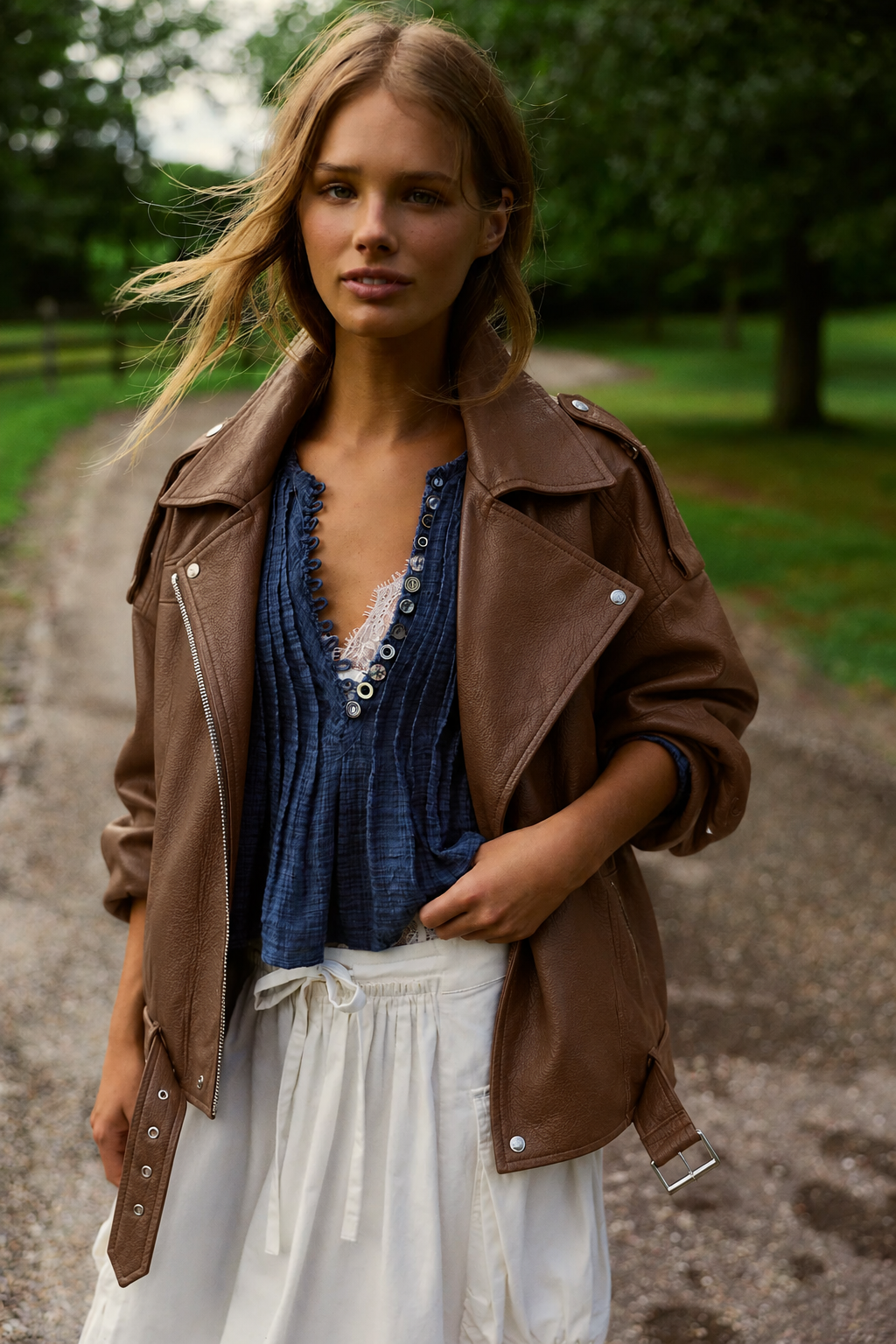 Femme Vegan Leather Zip-Up Moto Jacket- CAMEL(S/M, L/XL) (Pack of 6)