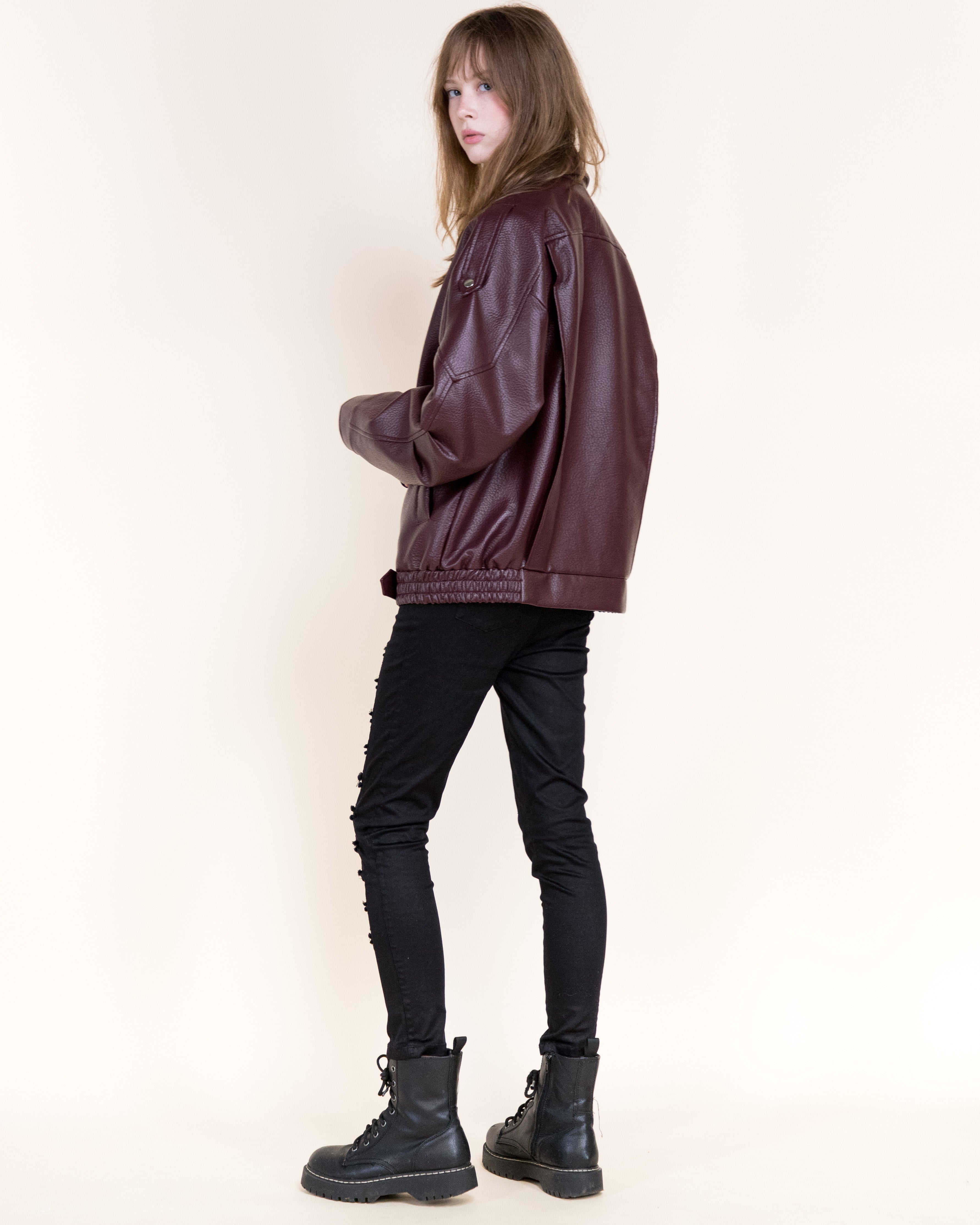 Femme Vegan Leather Zip-Up Moto Jacket- BLACK (S/M, L/XL) (Pack of 6)
