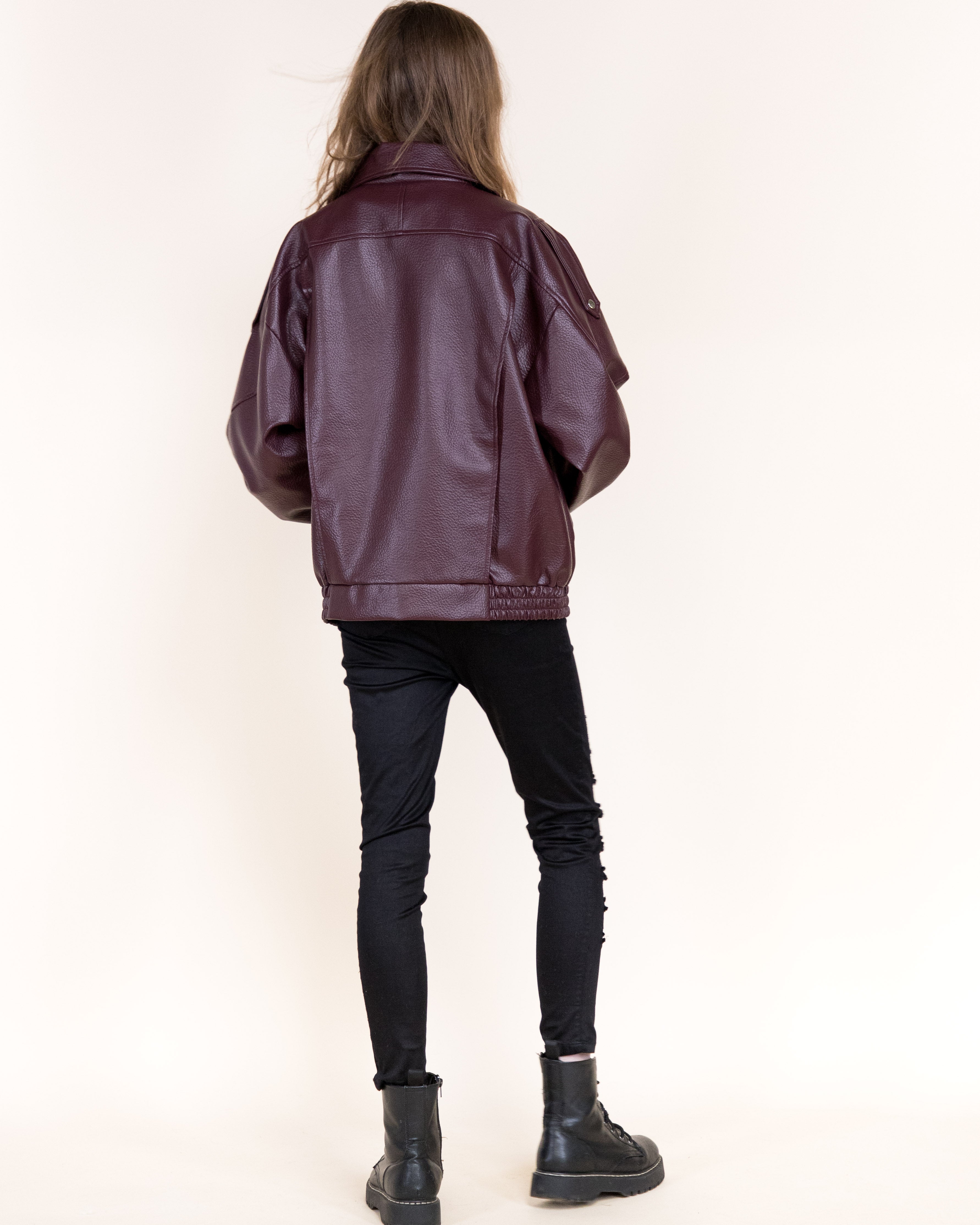 Femme Vegan Leather Zip-Up Moto Jacket- BLACK (S/M, L/XL) (Pack of 6)
