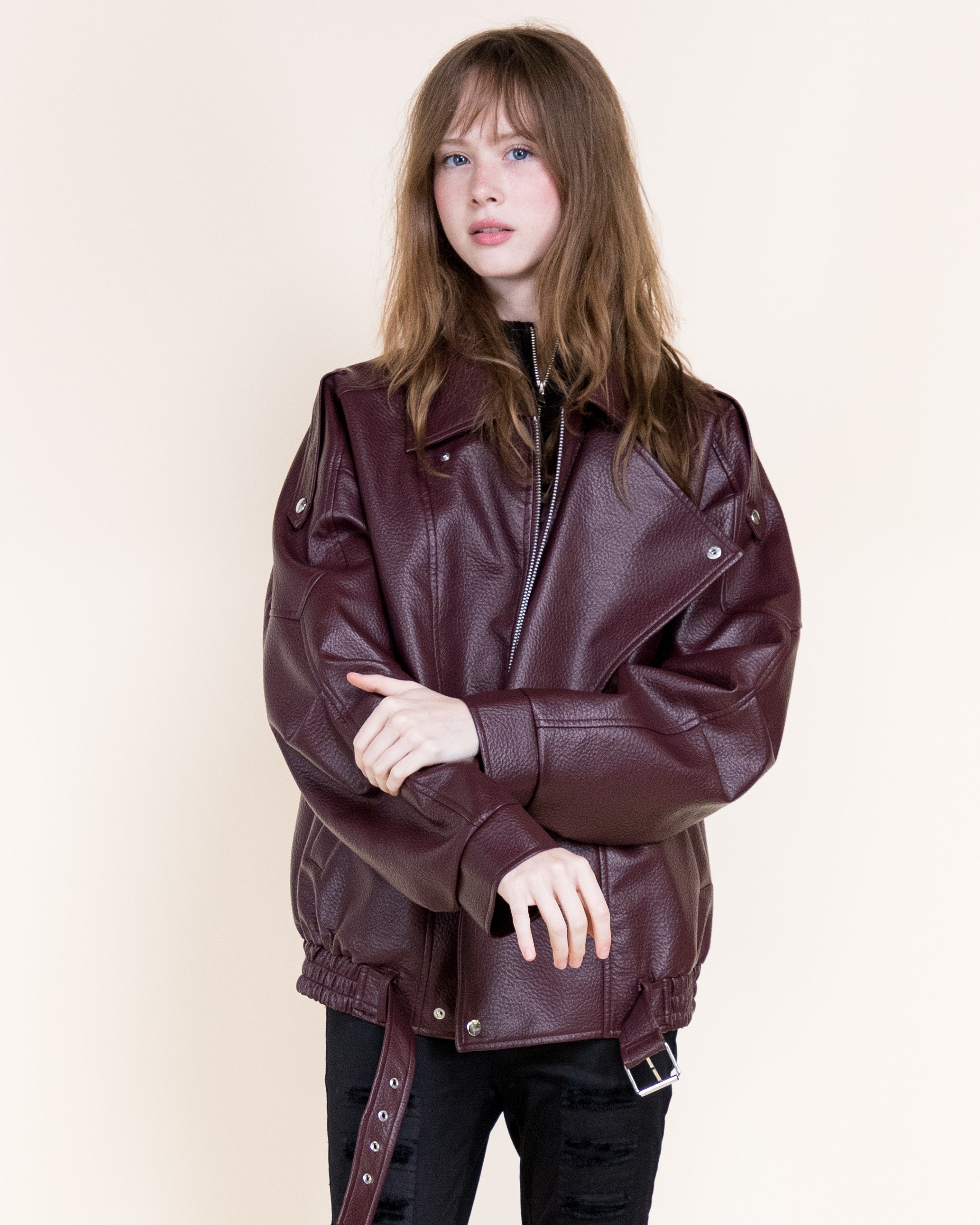 Femme Vegan Leather Zip-Up Moto Jacket- BLACK (S/M, L/XL) (Pack of 6)