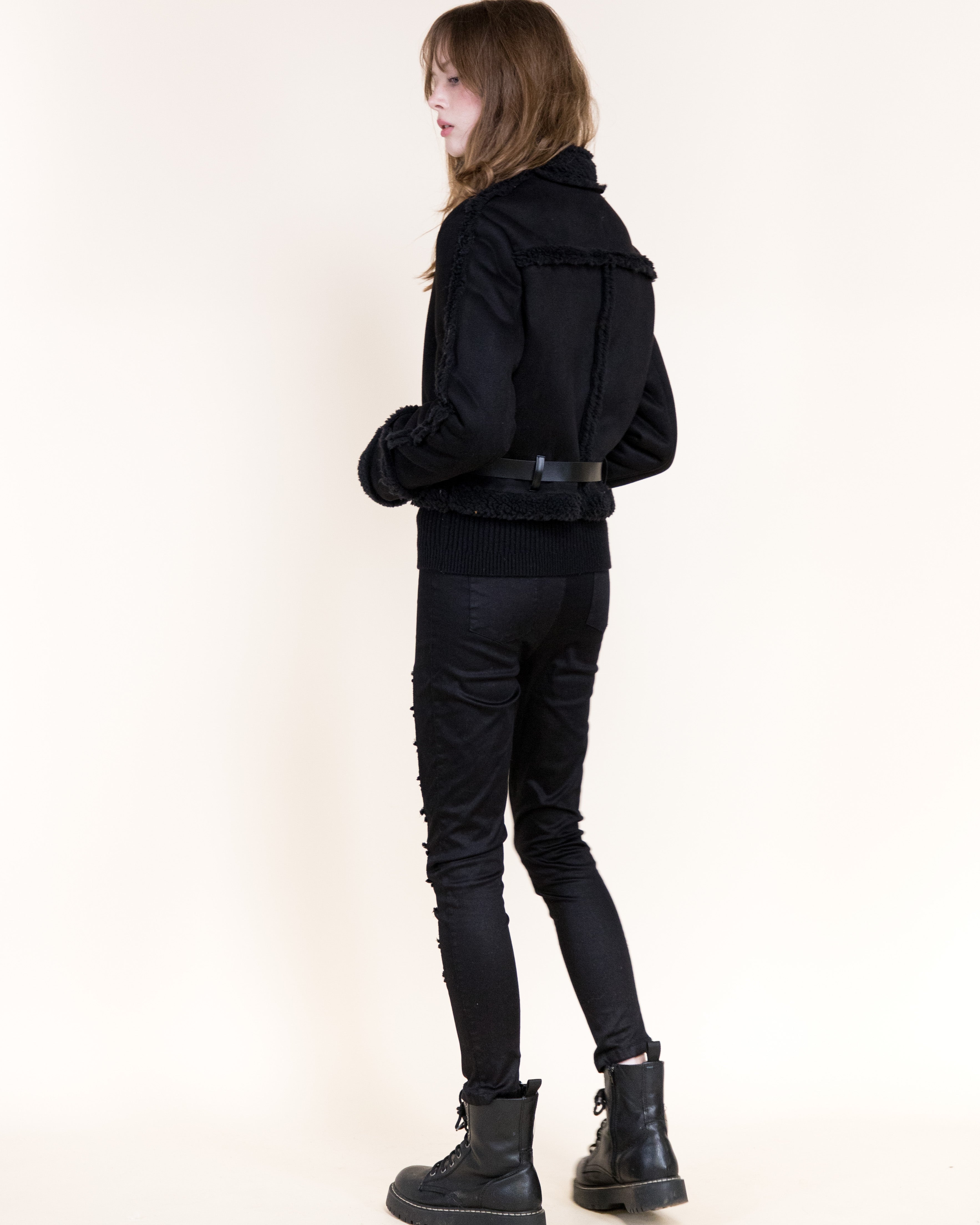 Femme Zip-Up Shearling Trim Vegan Suede Jacket-CAMEL (S/M, L/XL) (Pack of 6)