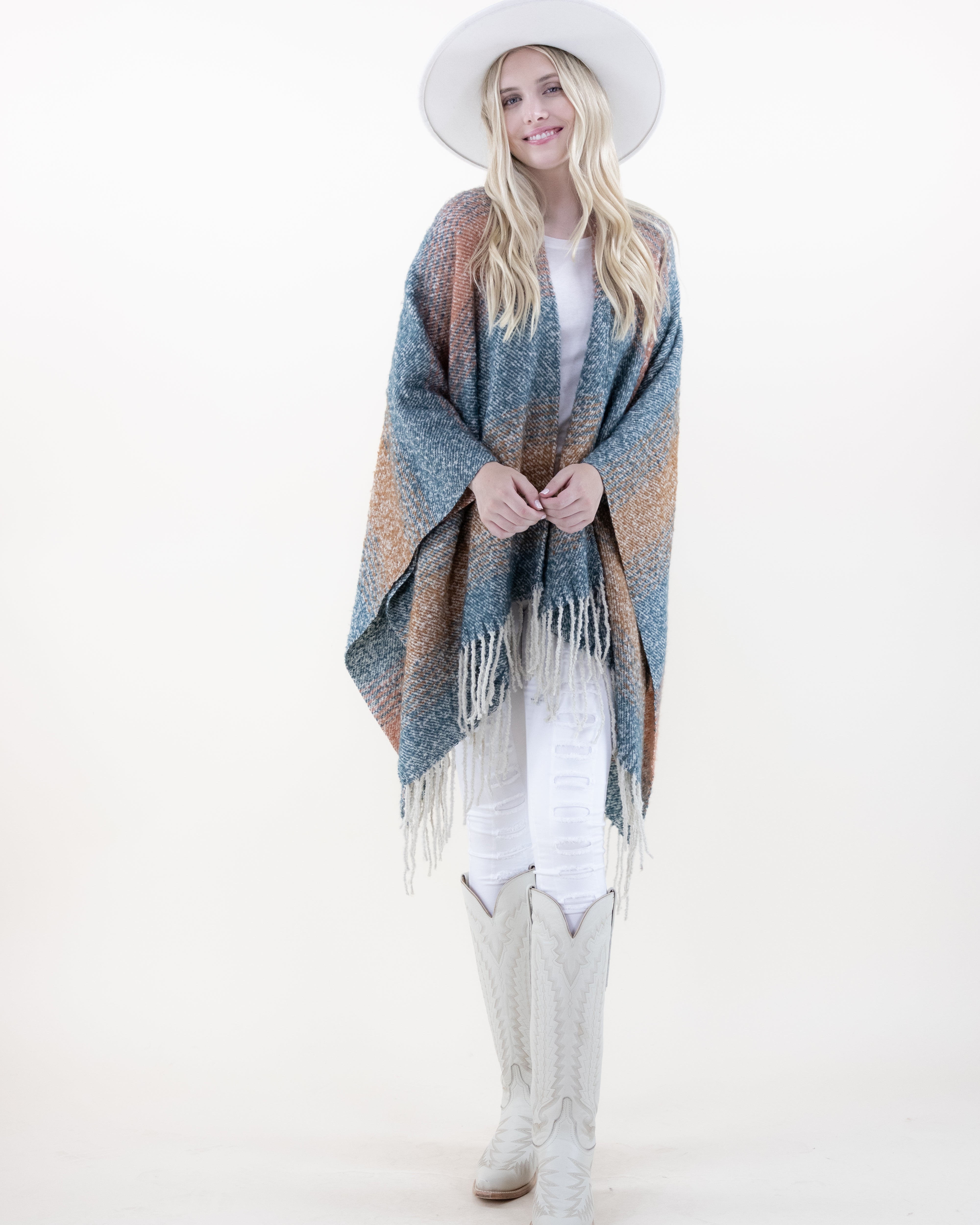 Multi Tone Strip Ruana Wrap - TEAL RUST (OS) (Pack of 6) – ORIGINAL USA