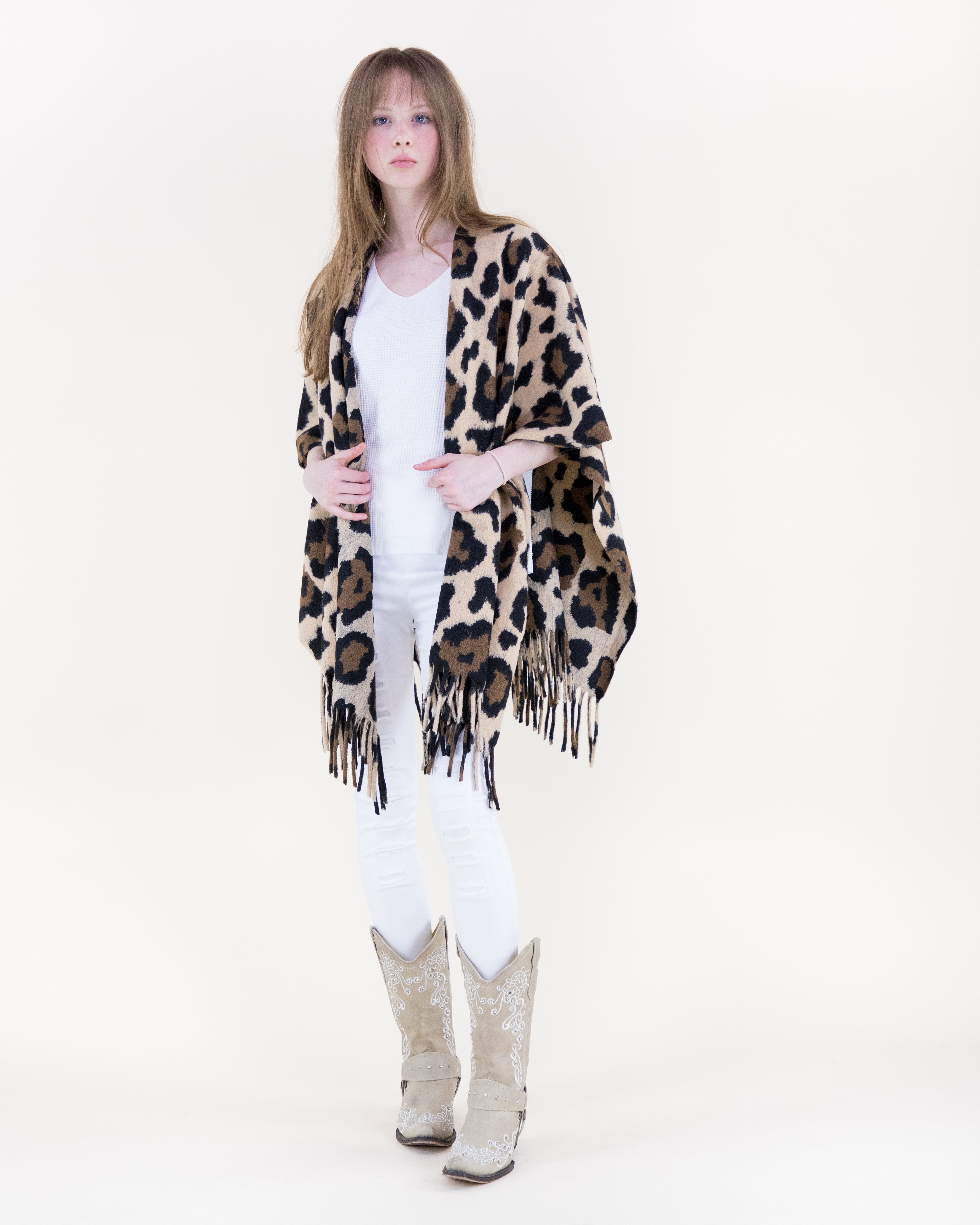 Leopard Animal Print Ruana Wrap - LEOPARD (OS) (Pack of 6)