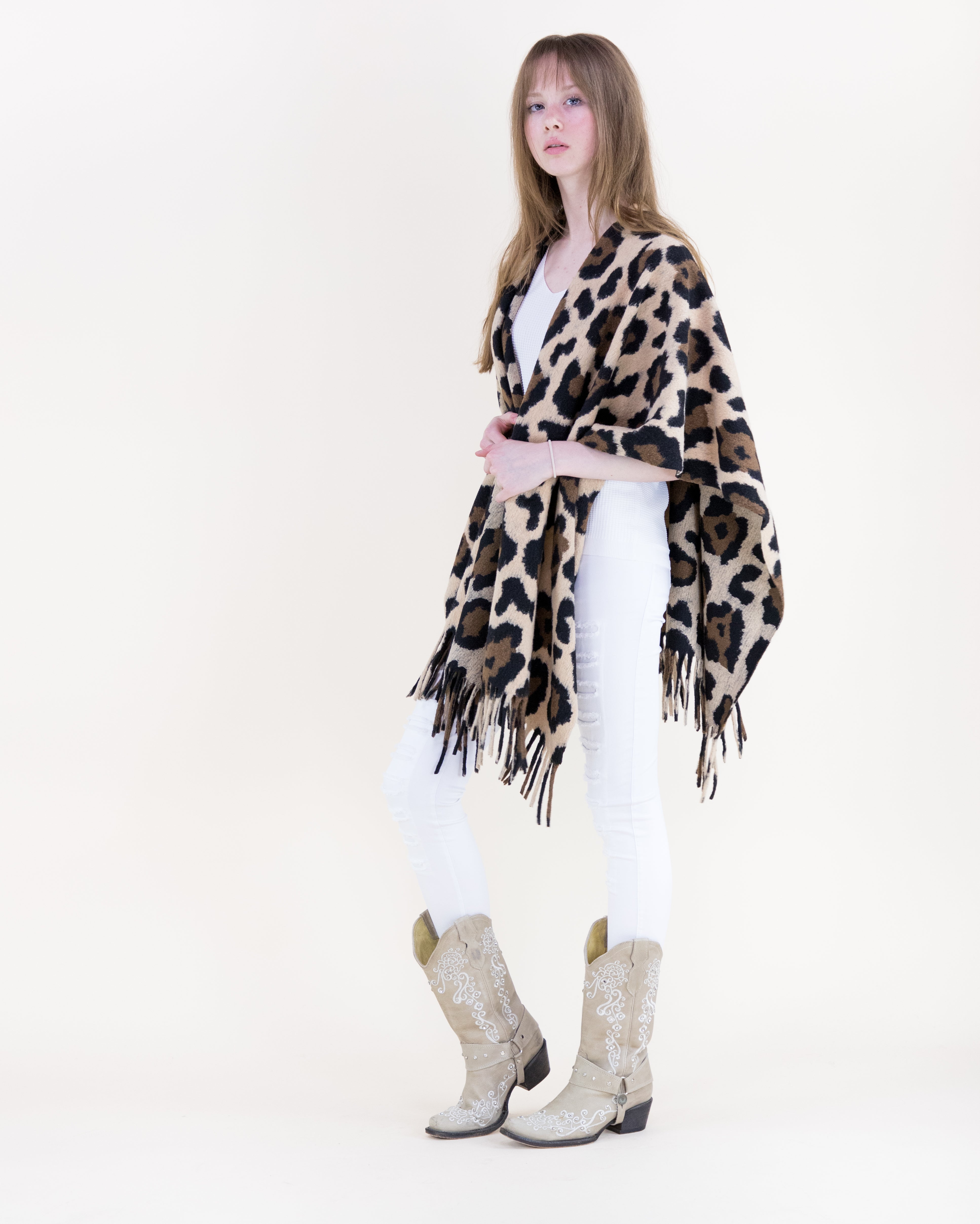 Leopard Animal Print Ruana Wrap - LEOPARD (OS) (Pack of 6)