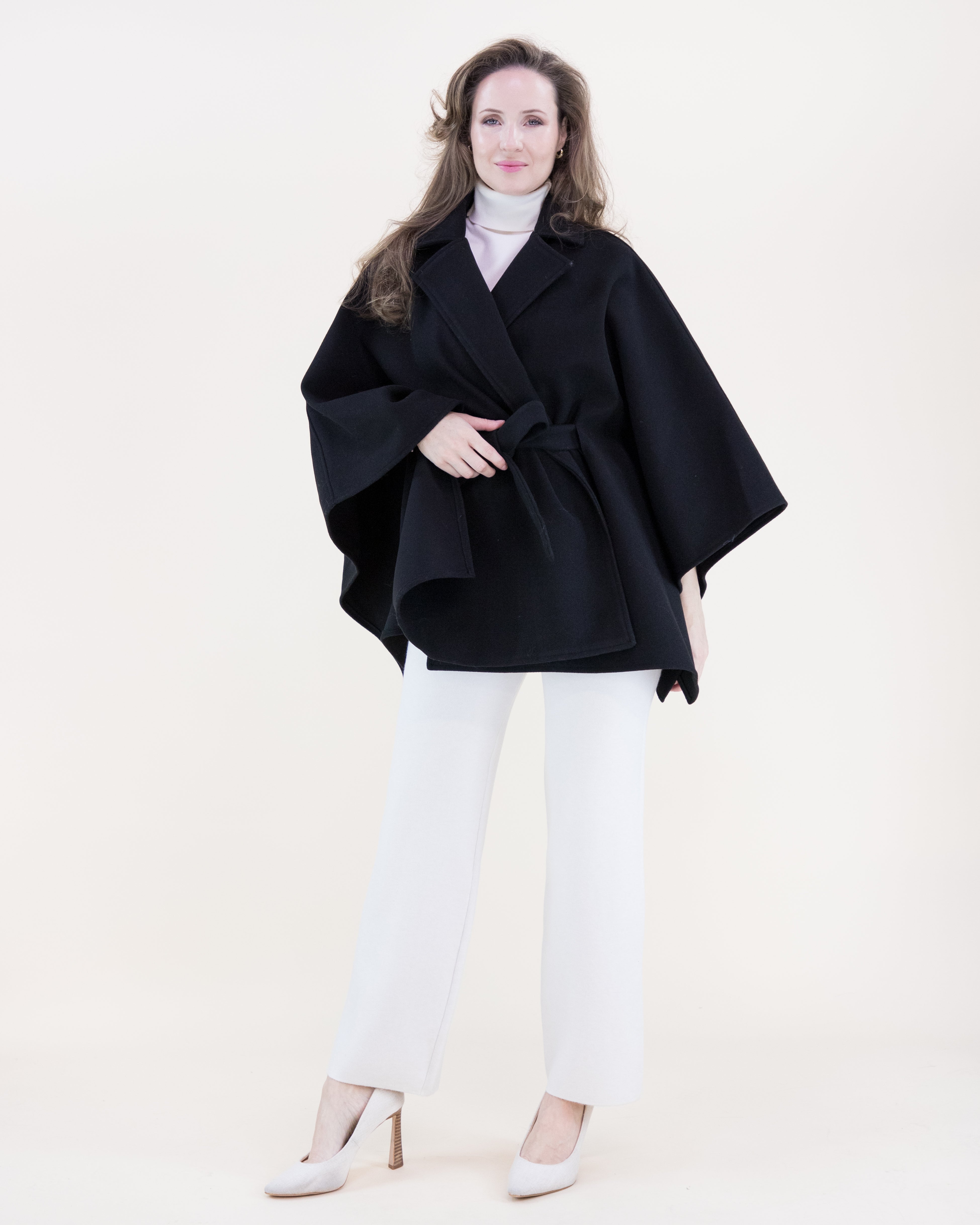 Notched Lapel Belted Tailored Cape - Olive (OS) (Pack of 6)