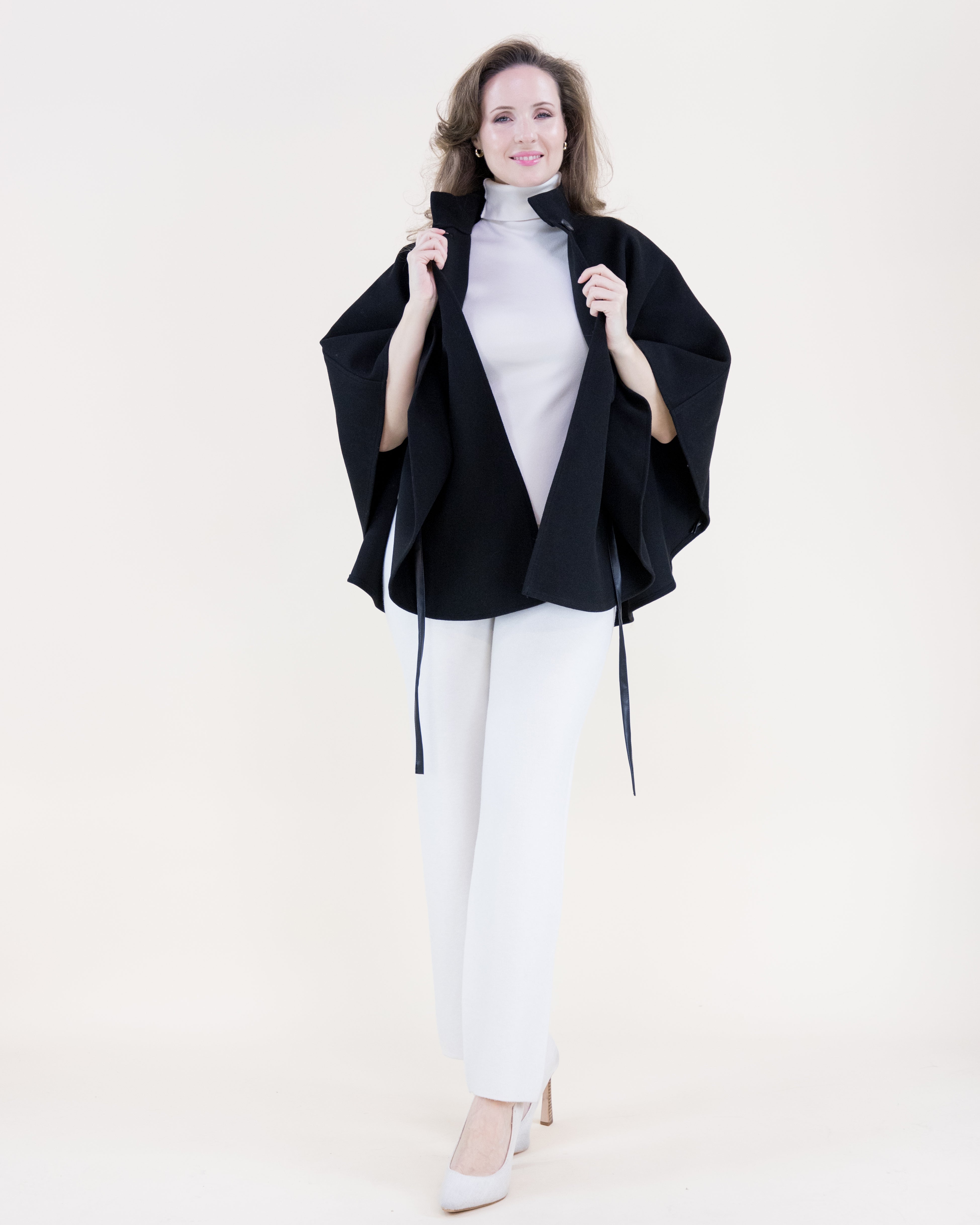 Funnel Neck Faux Leather Belt Cape - Khaki (OS) (Pack of 6)