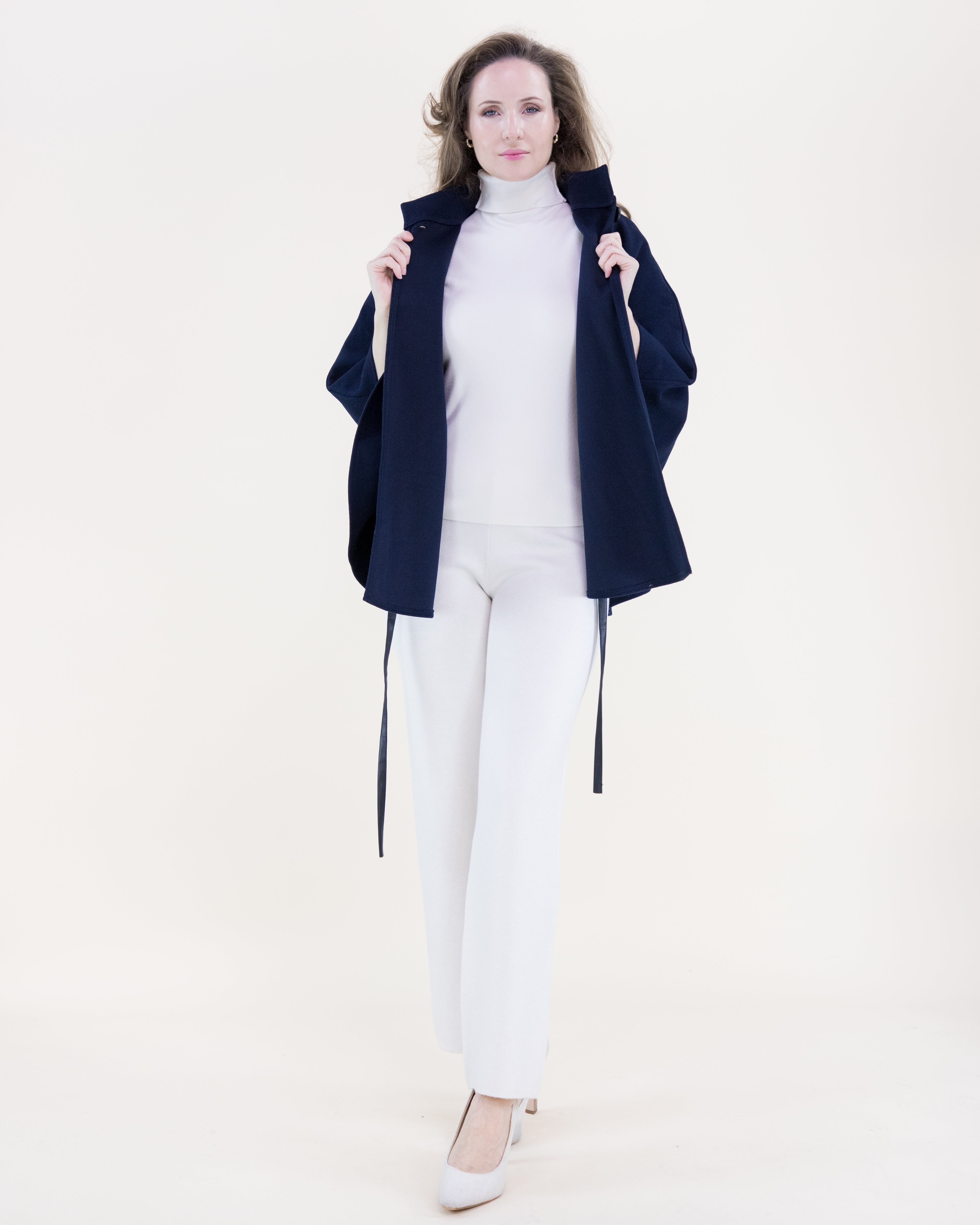 Funnel Neck Faux Leather Belt Cape - BEIGE (OS) (Pack of 6)