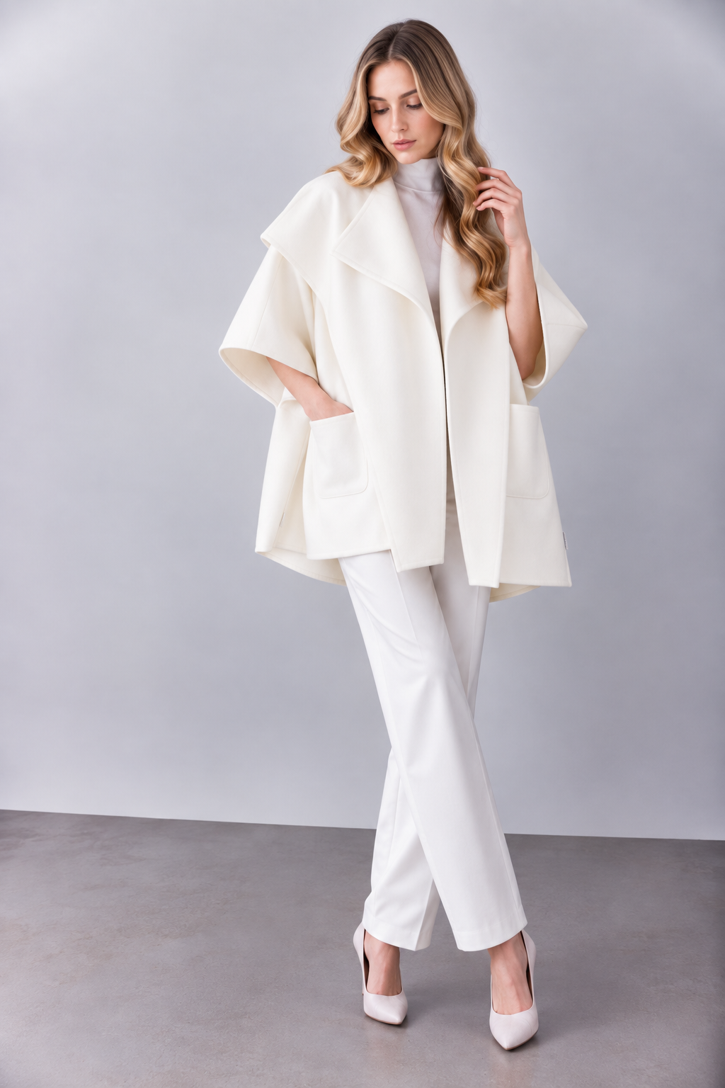 Wide Lapel Cocoon Coat - BEIGE (OS) (Pack of 6)