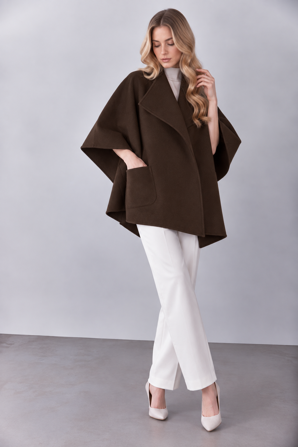 Wide Lapel Cocoon Coat - BROWN (OS) (Pack of 6)