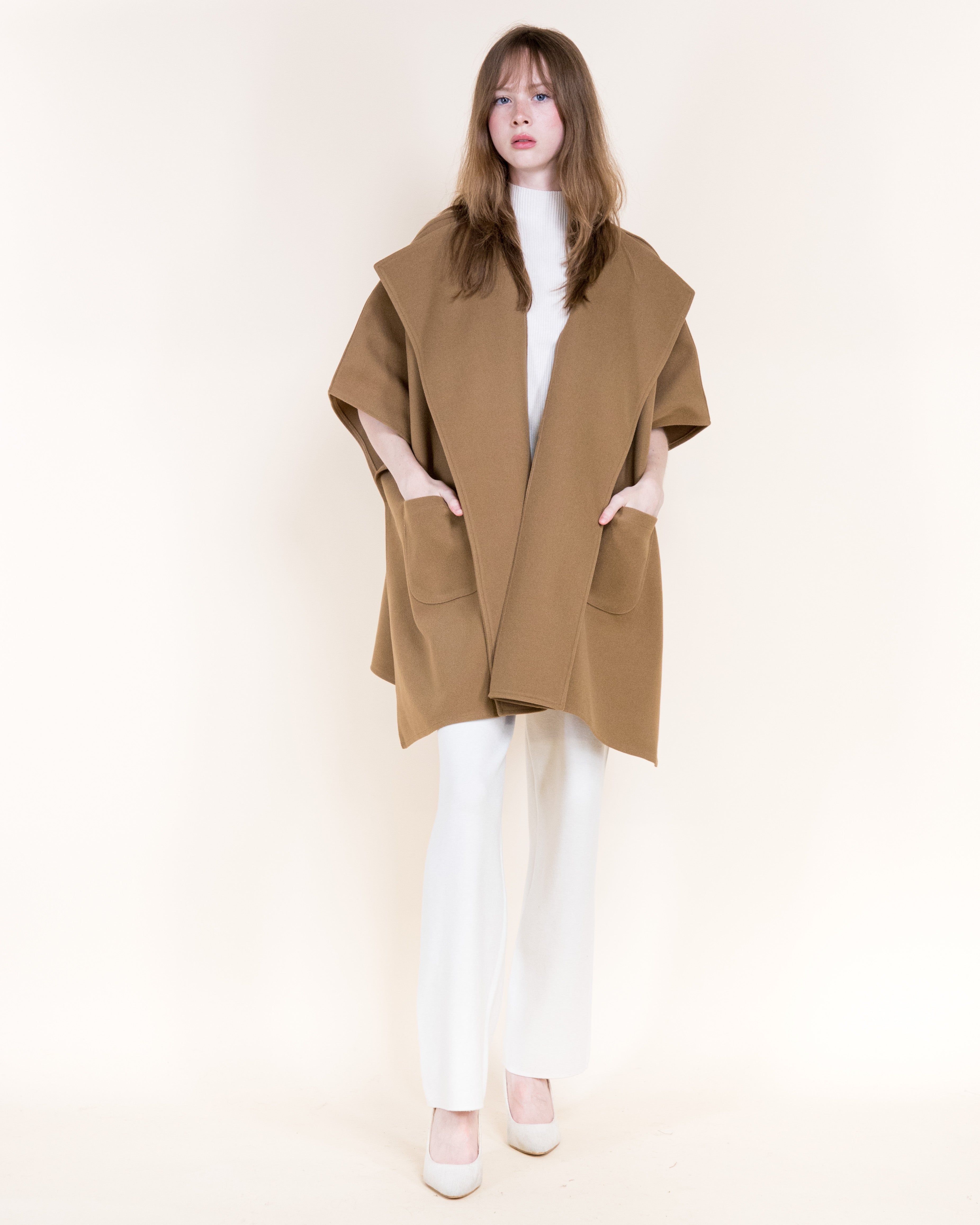 Wide Lapel Cocoon Coat - BEIGE (OS) (Pack of 6)