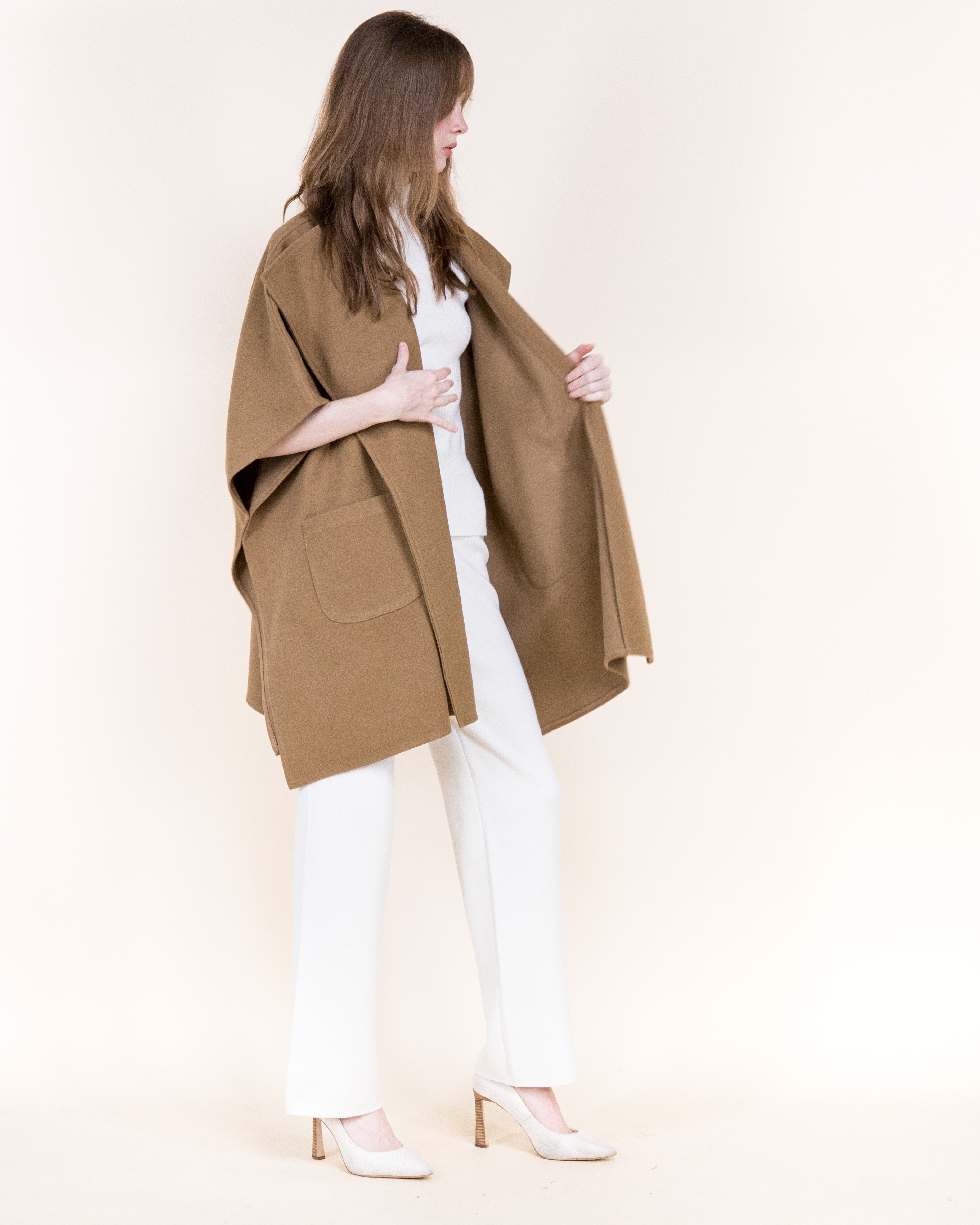 Wide Lapel Cocoon Coat - BEIGE (OS) (Pack of 6)