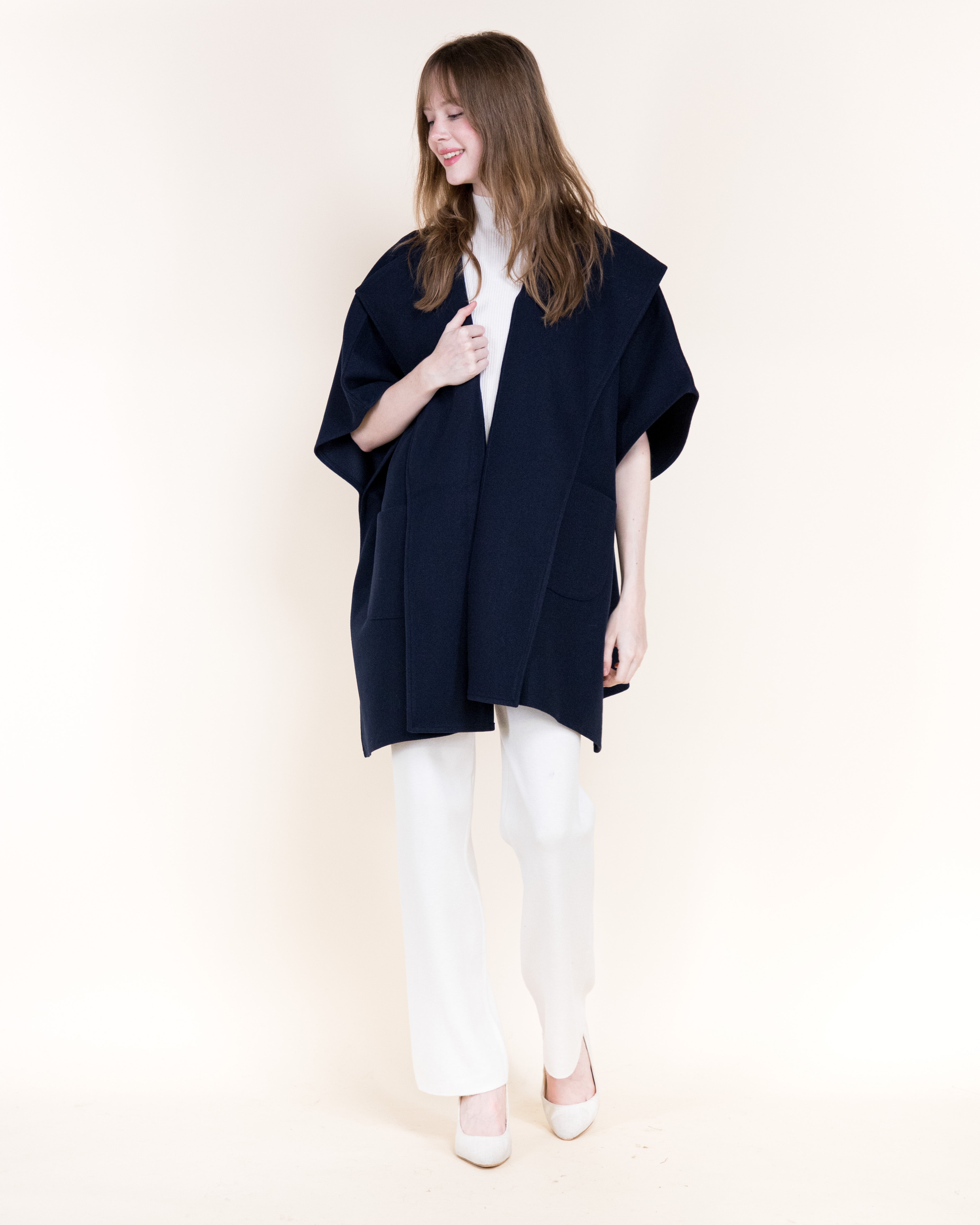 Wide Lapel Cocoon Coat - BEIGE (OS) (Pack of 6)