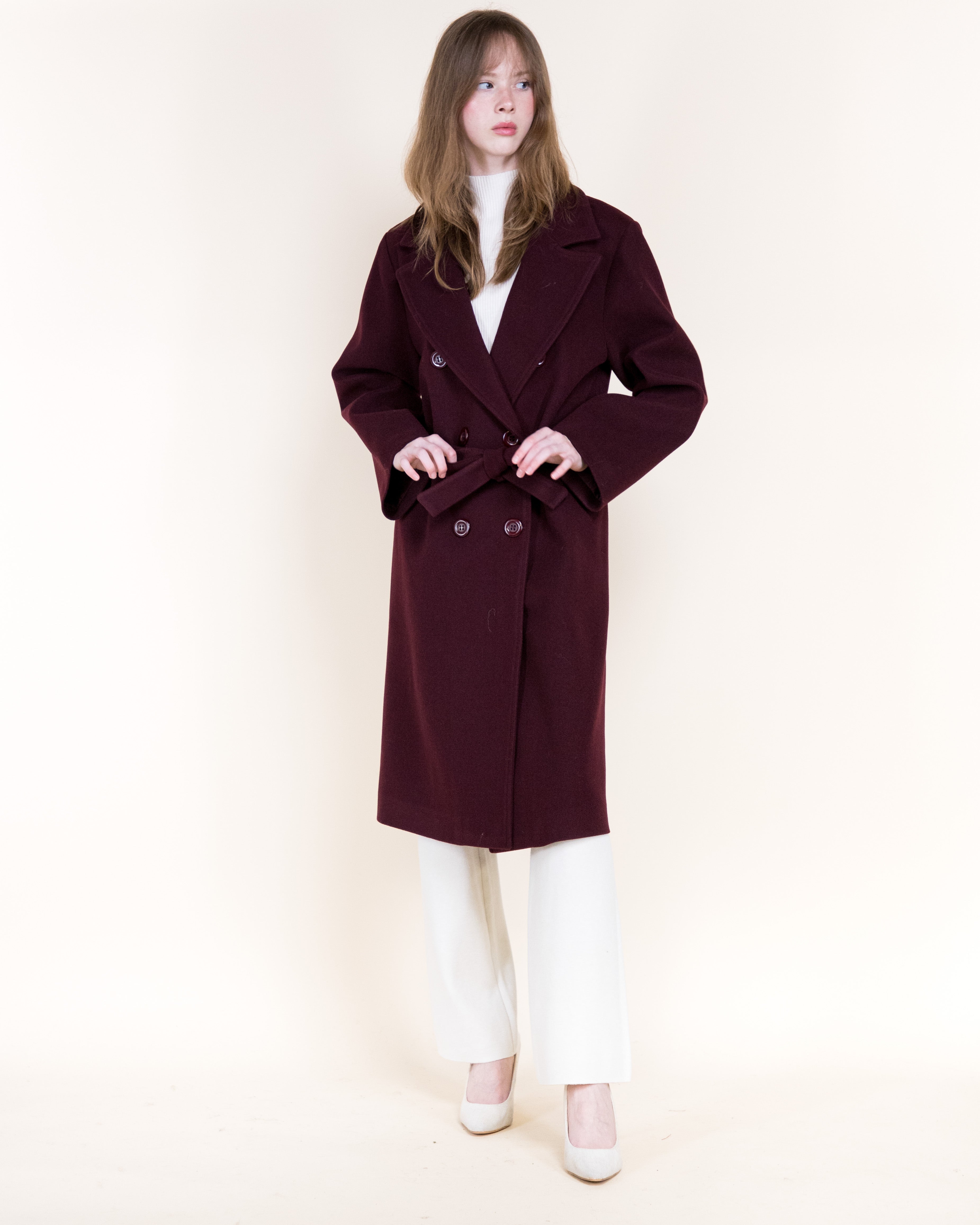 Classic Double Breasted Belted Peacoat- BEIGE (S/M, L/XL) (Pack of 6)