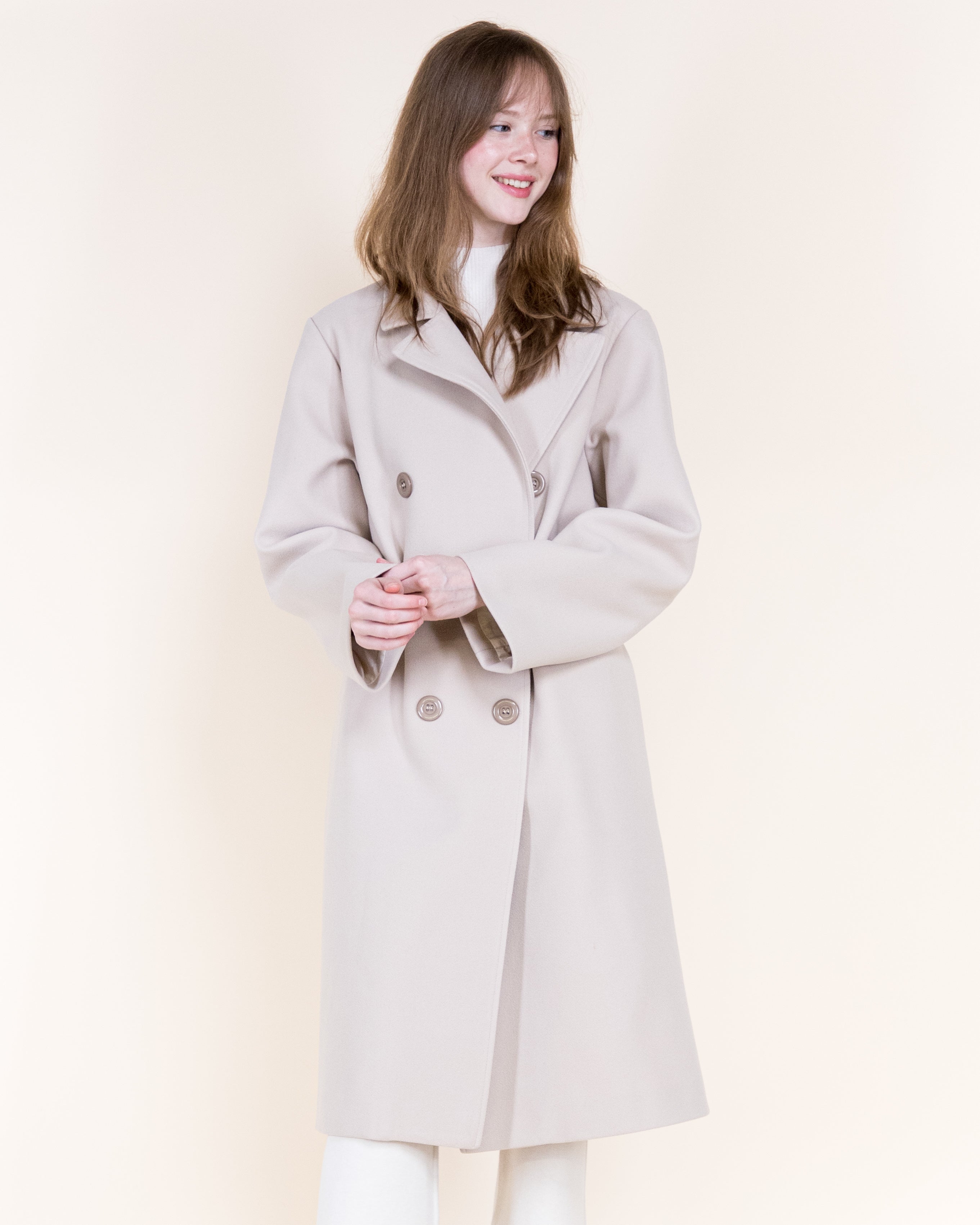 Classic Double Breasted Belted Peacoat- BEIGE (S/M, L/XL) (Pack of 6)