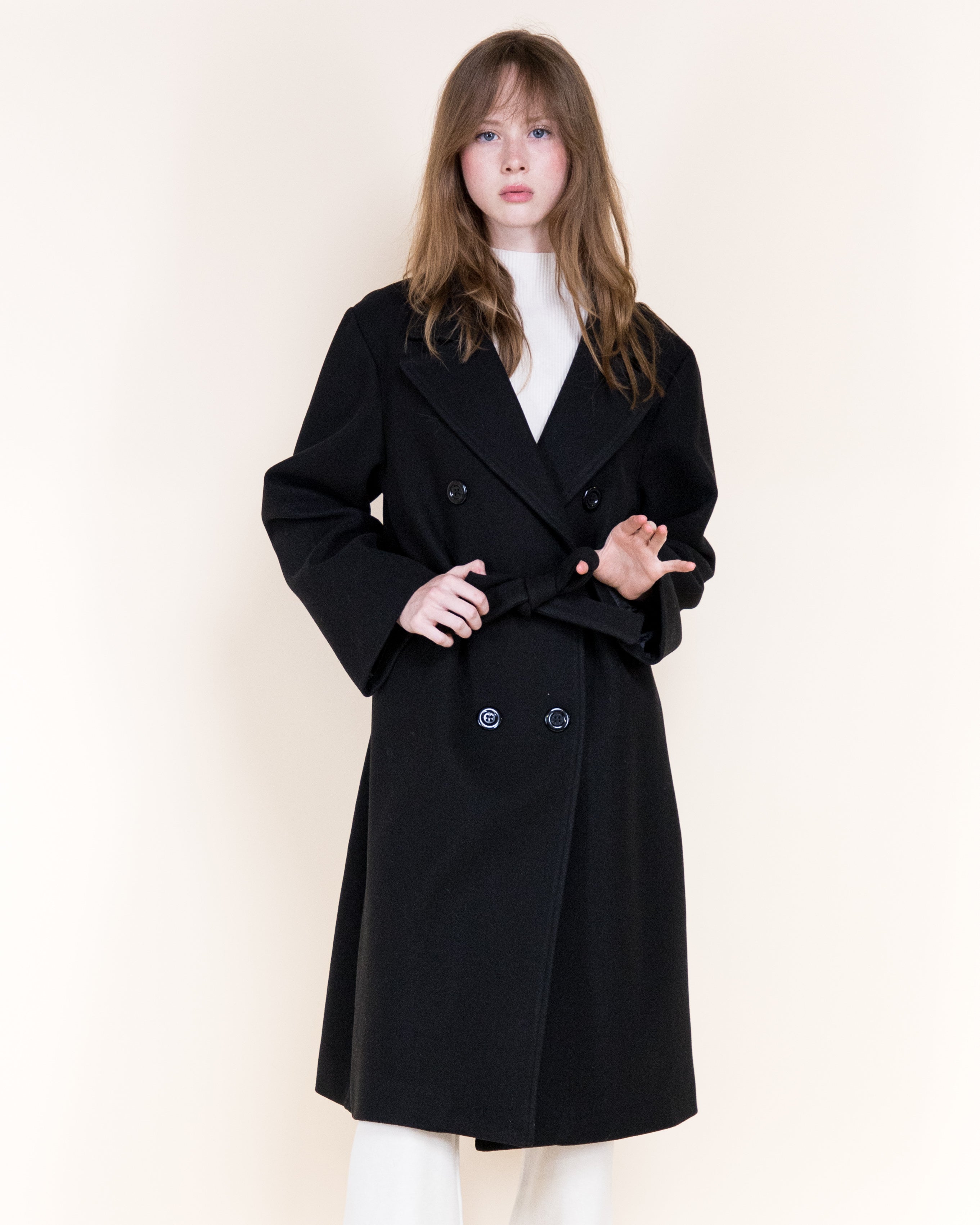 Classic Double Breasted Belted Peacoat- BEIGE (S/M, L/XL) (Pack of 6)