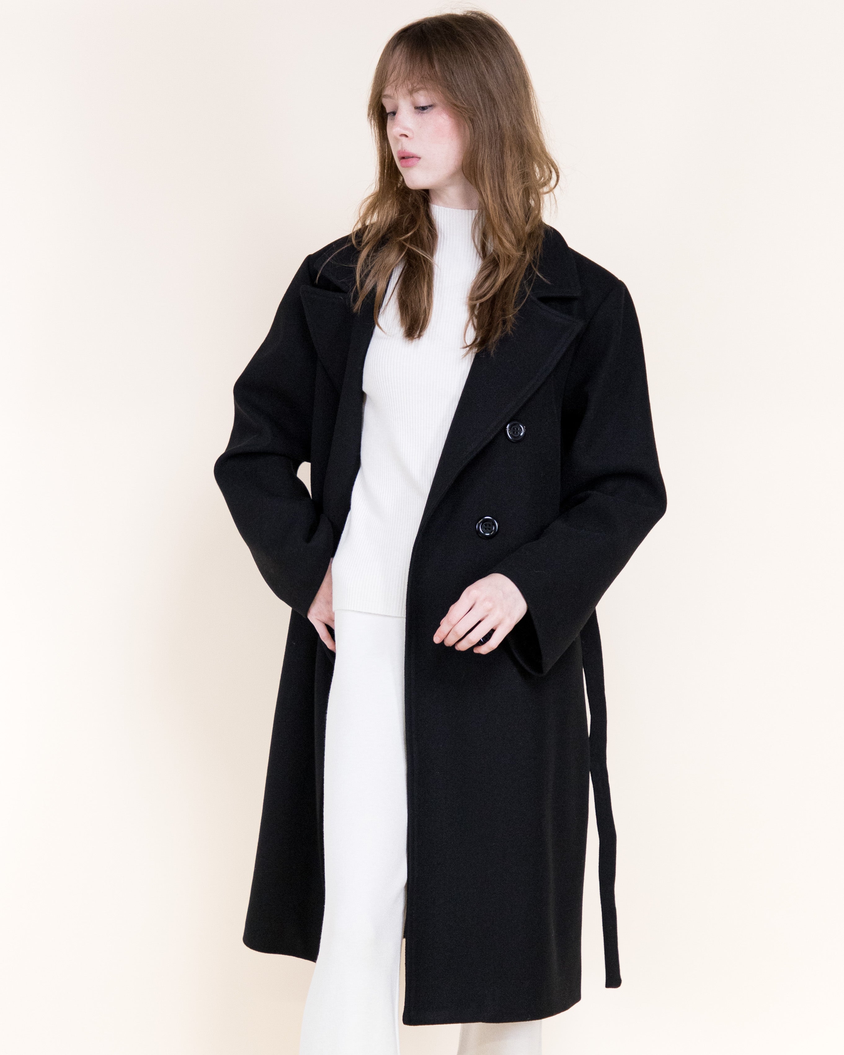 Classic Double Breasted Belted Peacoat- BEIGE (S/M, L/XL) (Pack of 6)